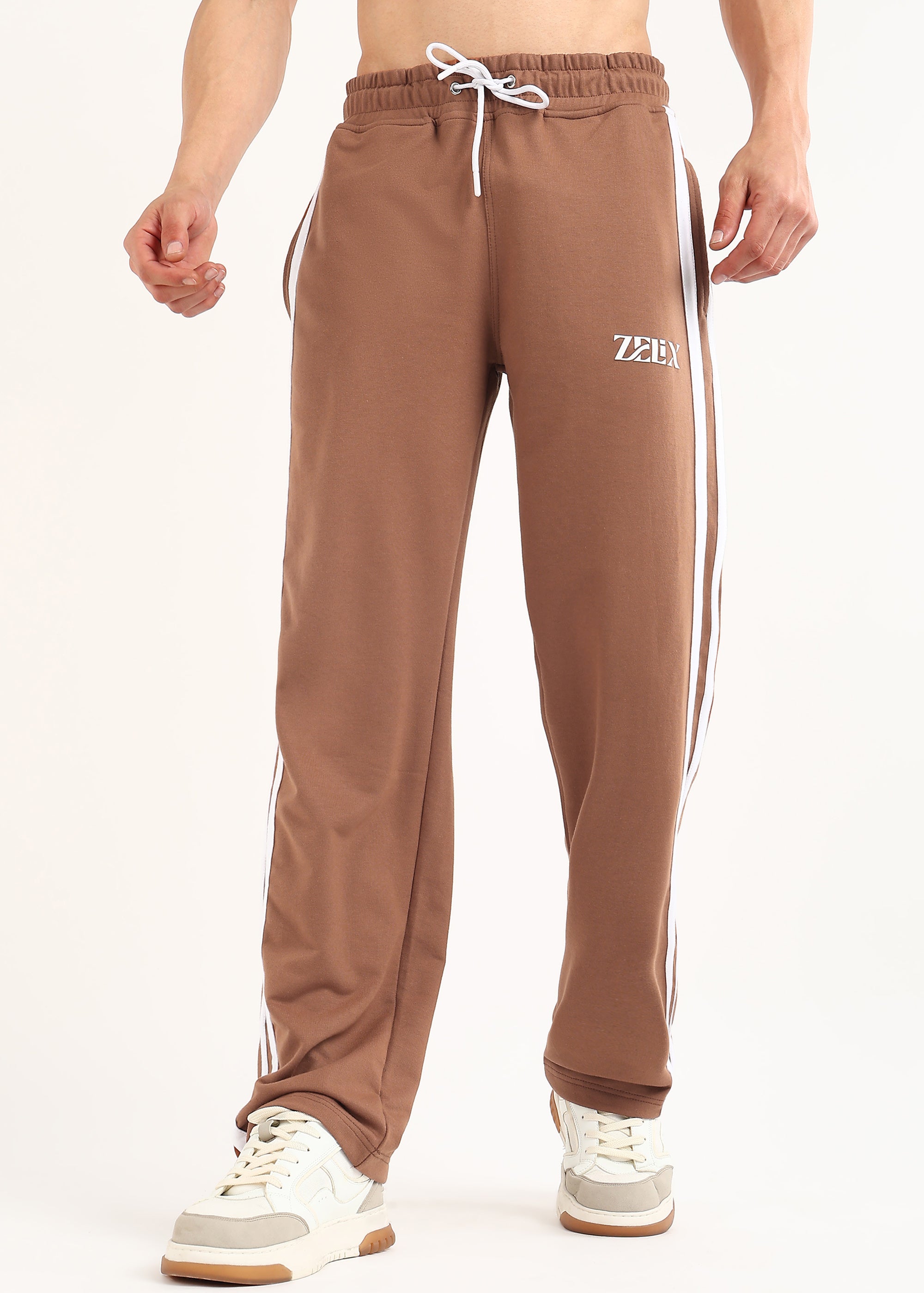 VECTOR STRIPE JOGGERS (BROWN-WHITE)