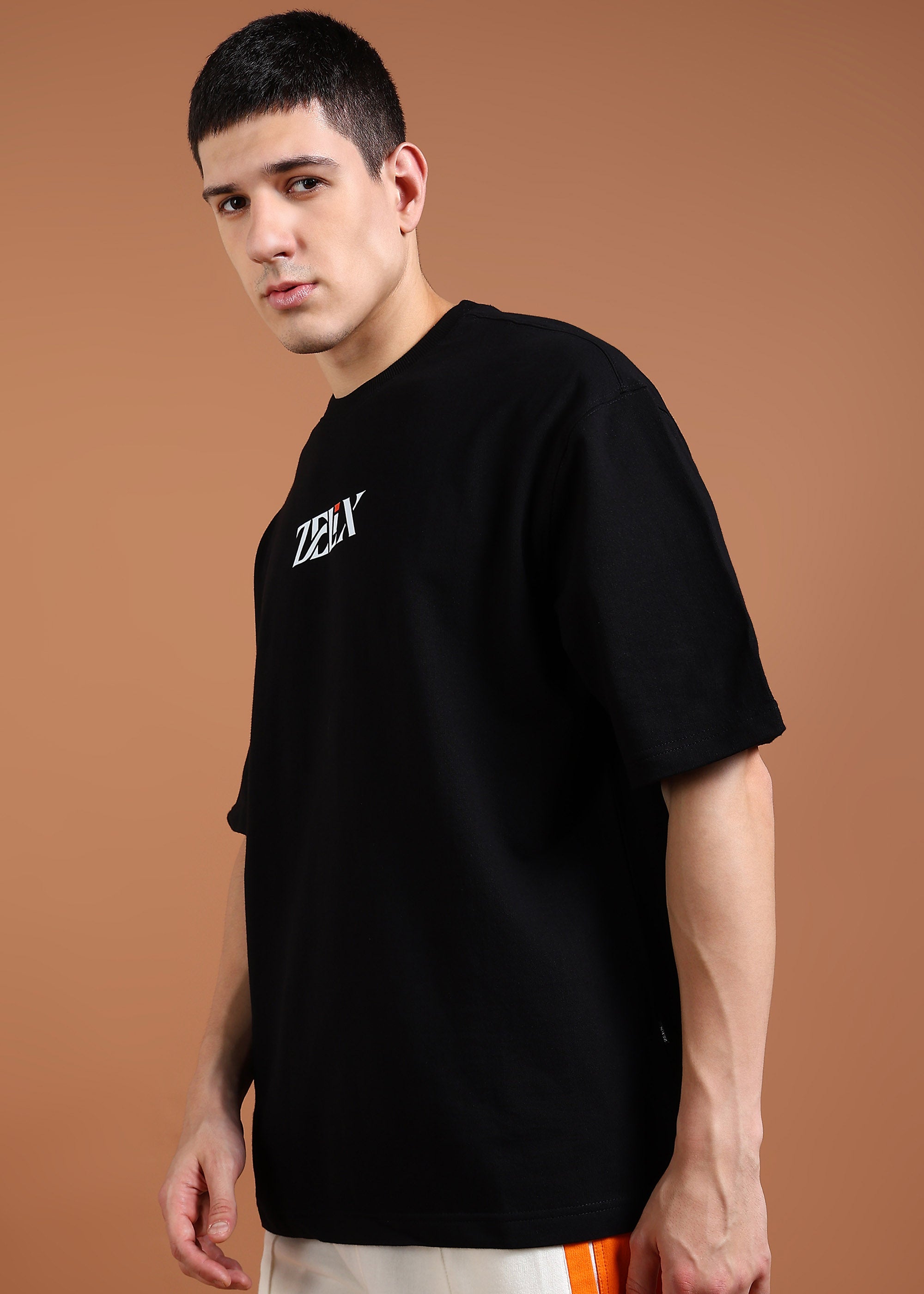 Unisex black cotton oversized streetwear tee