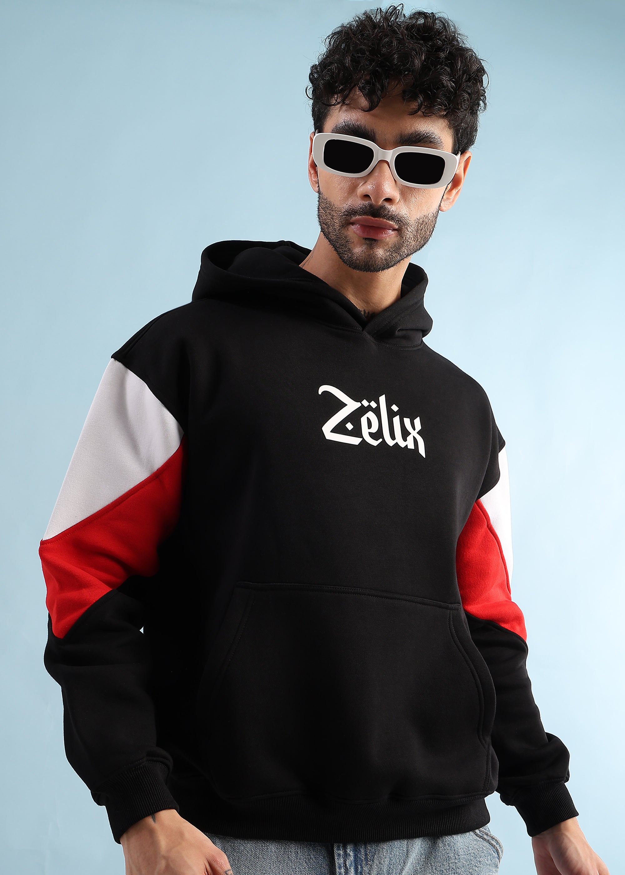 URBAN DIMENSION FLEECE HOODIE (BLACK RED)