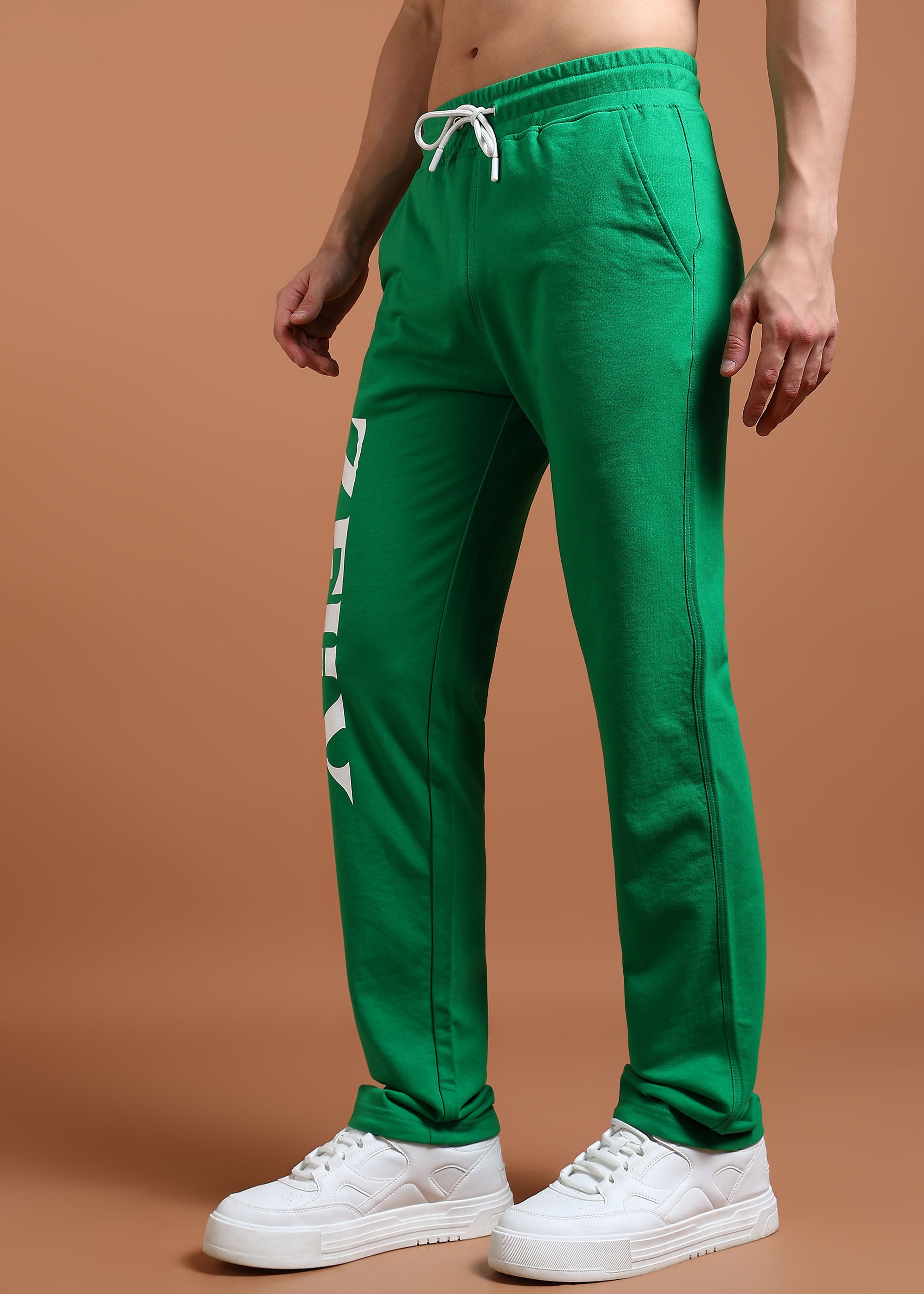 Relaxed fit cotton blend green jogger trousers