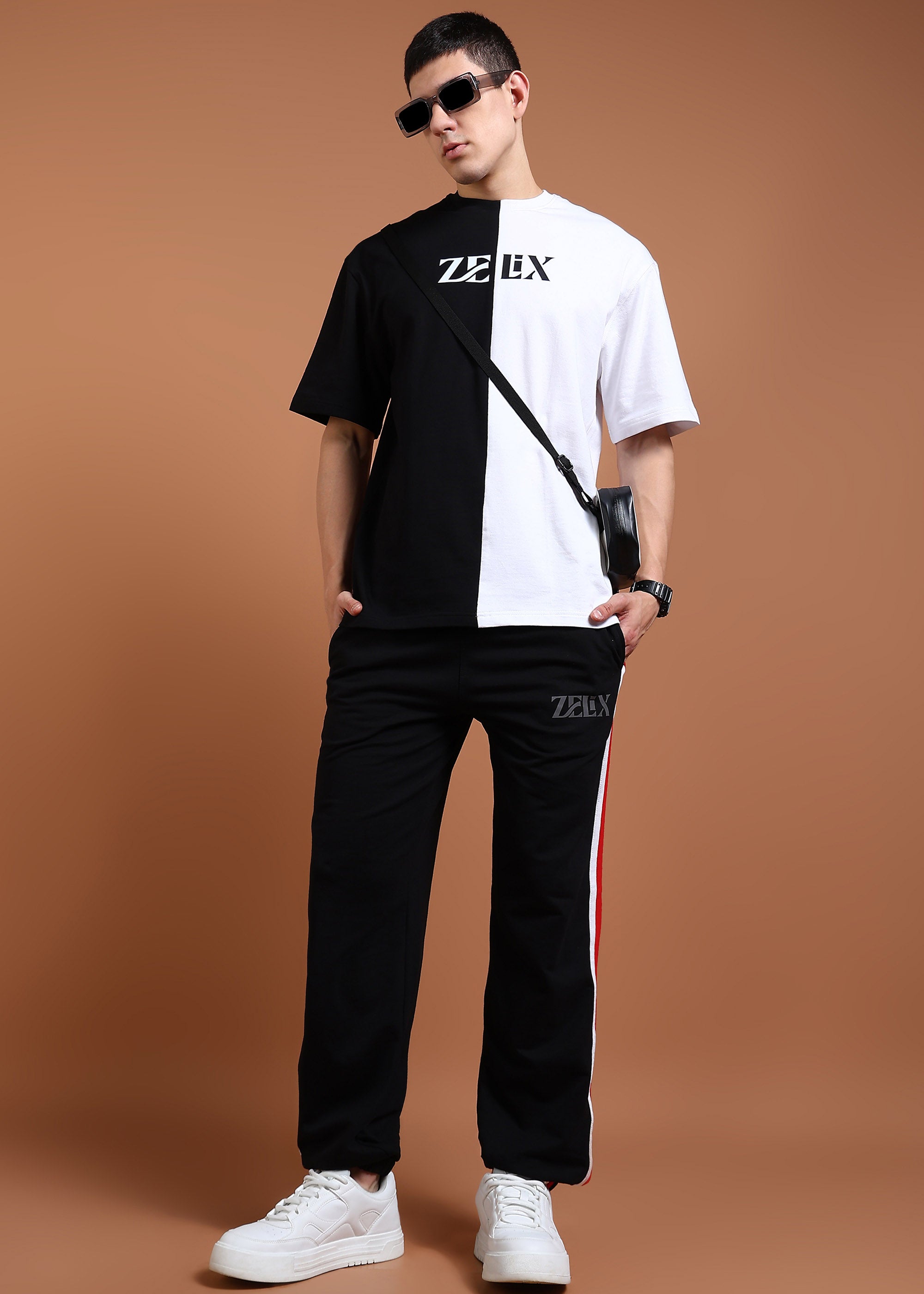 Simple solid black casual jogger trousers