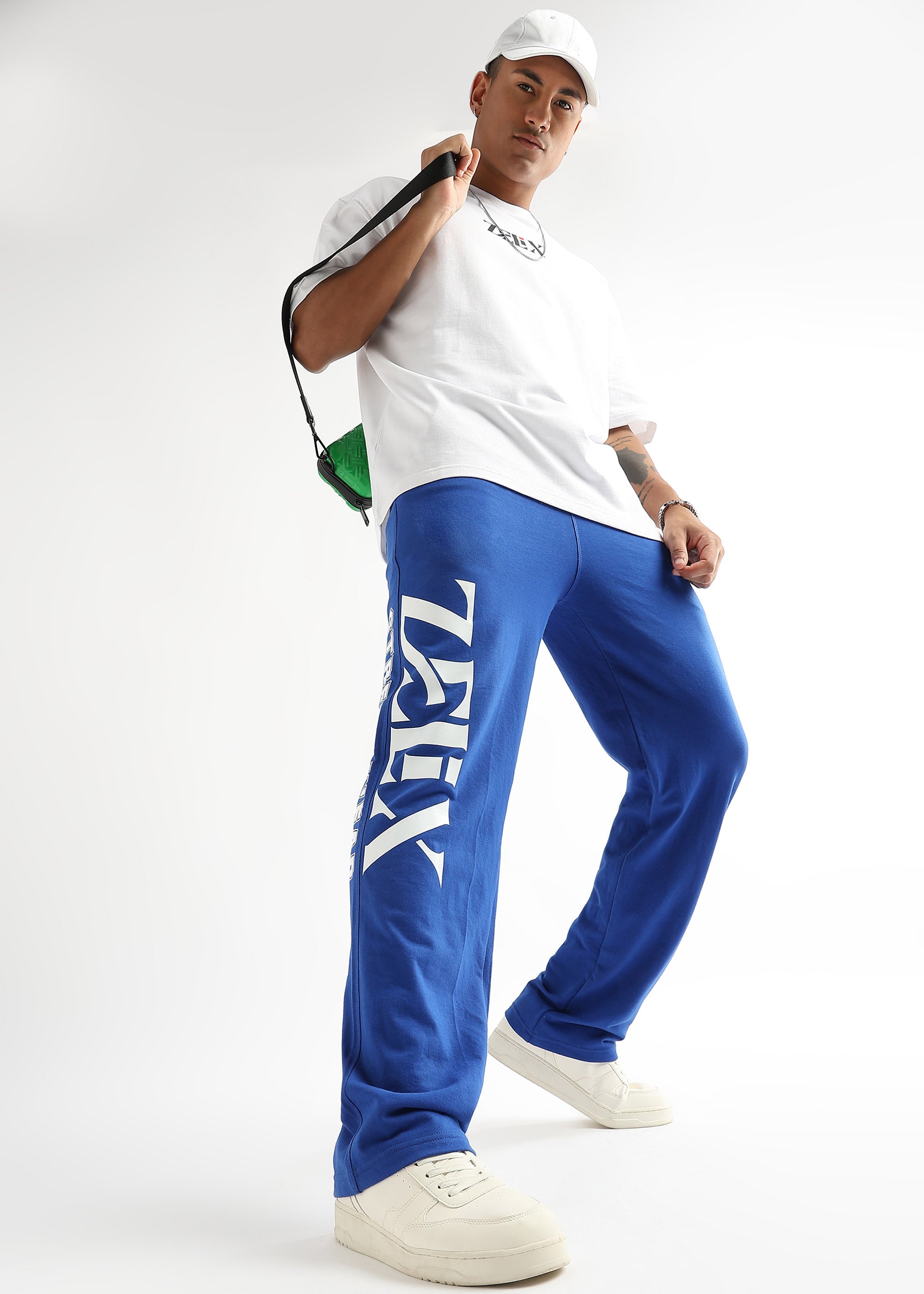 Comfortable cotton blend royal blue joggers