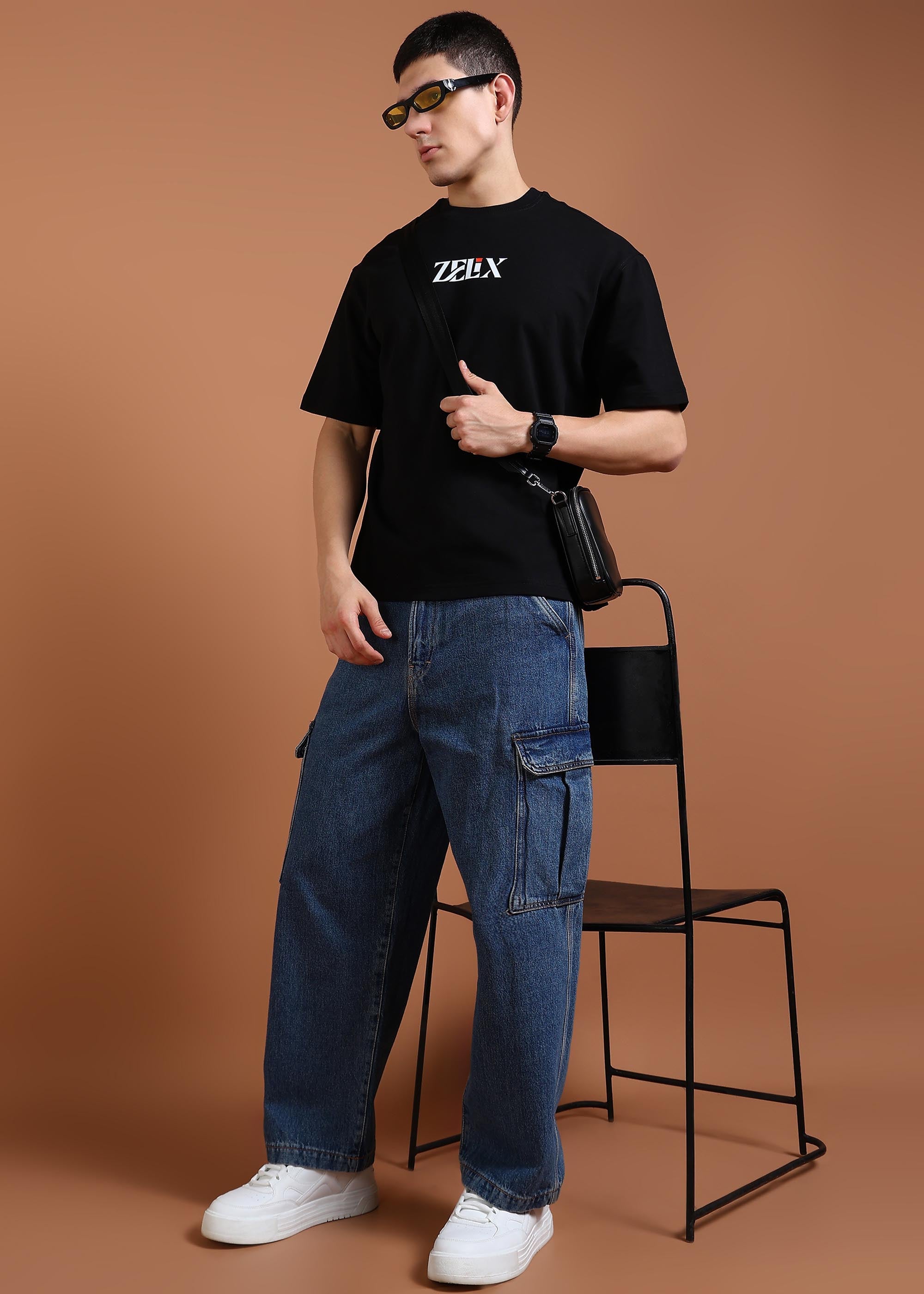 Bizarre Bear oversized fashion t-shirt black cotton