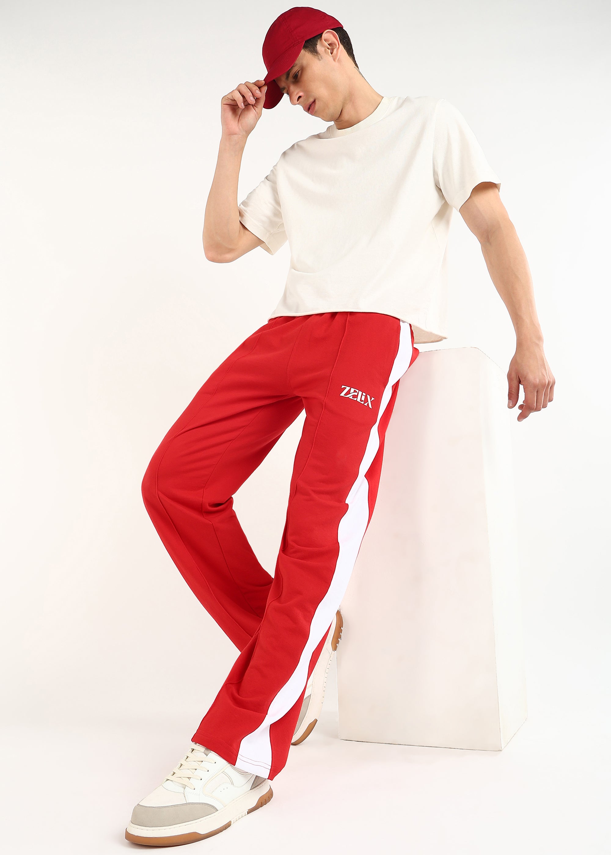 VORTEX SIDE SEAM JOGGERS (RED-WHITE)