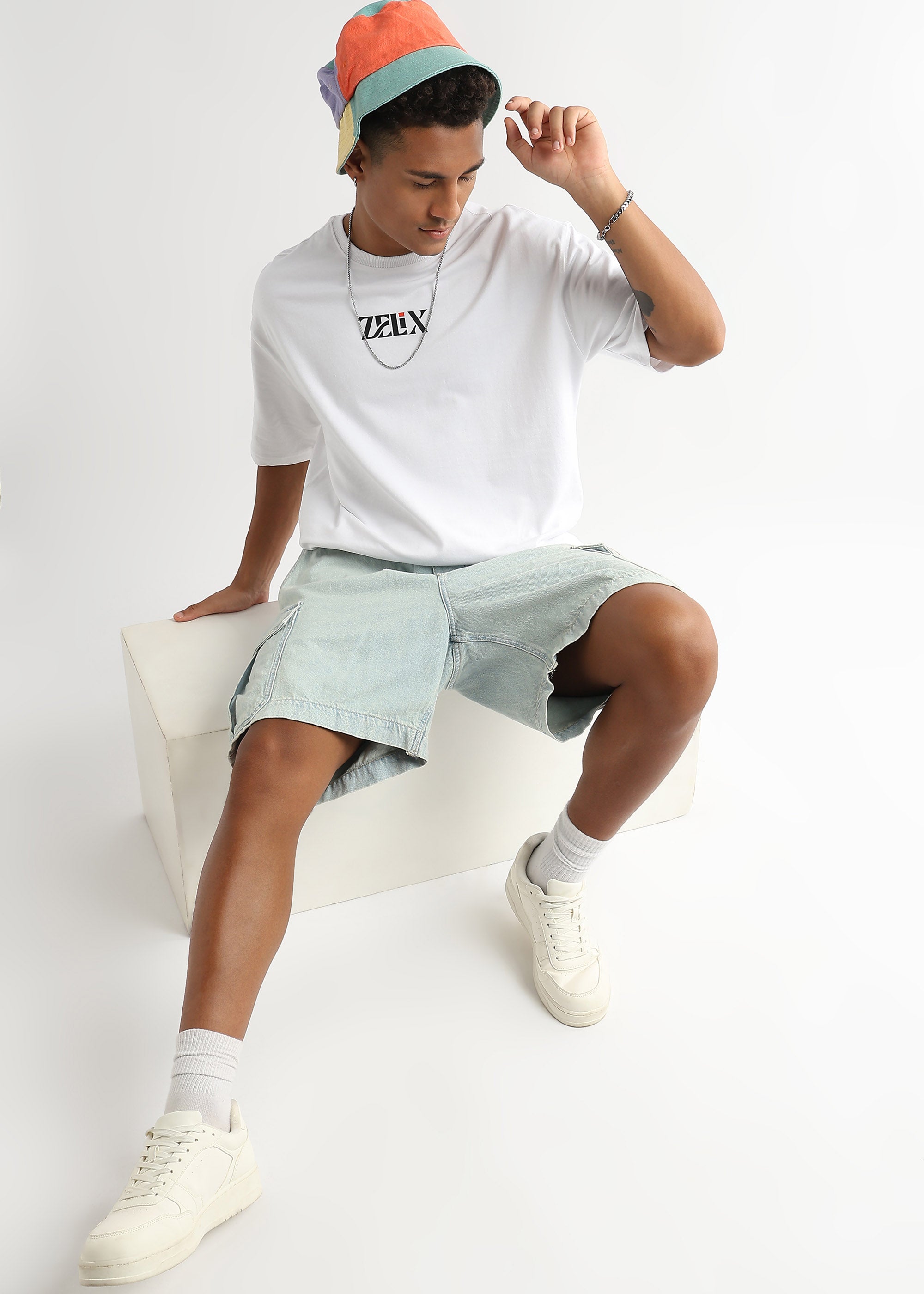 White Bloom & Time oversized streetwear graphic tee