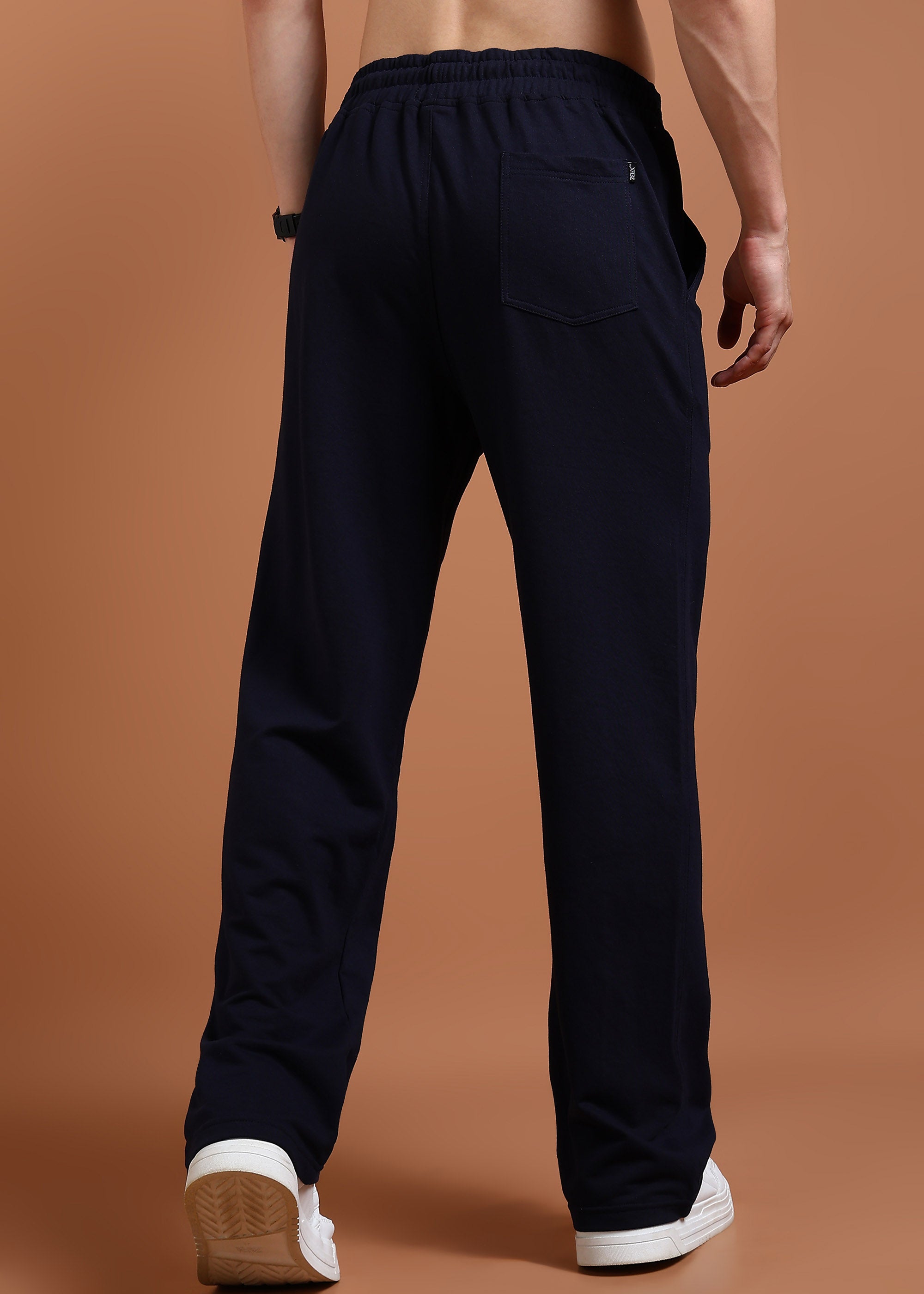 Relaxed fit cotton blend navy joggers