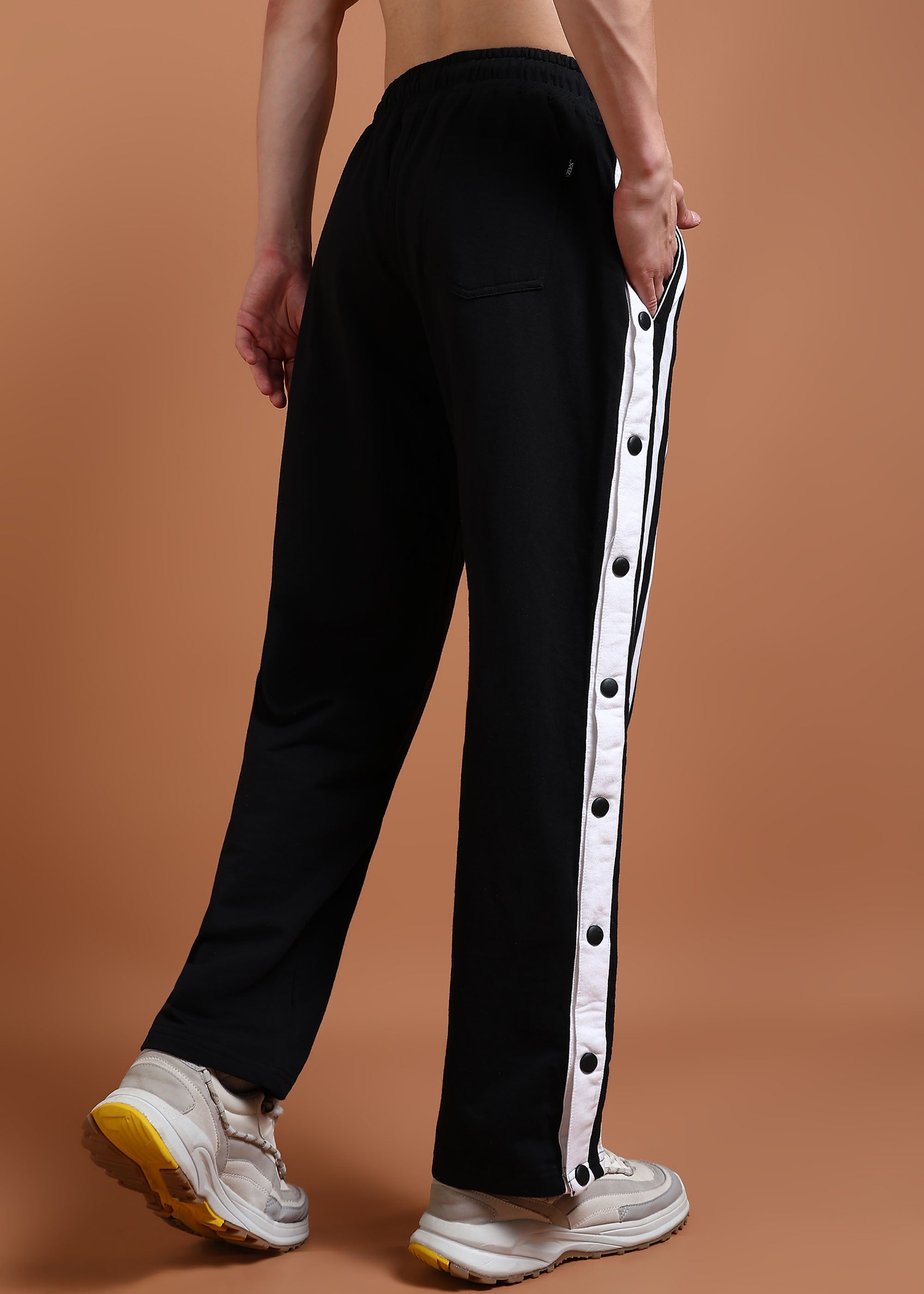 Unisex street style black striped joggers