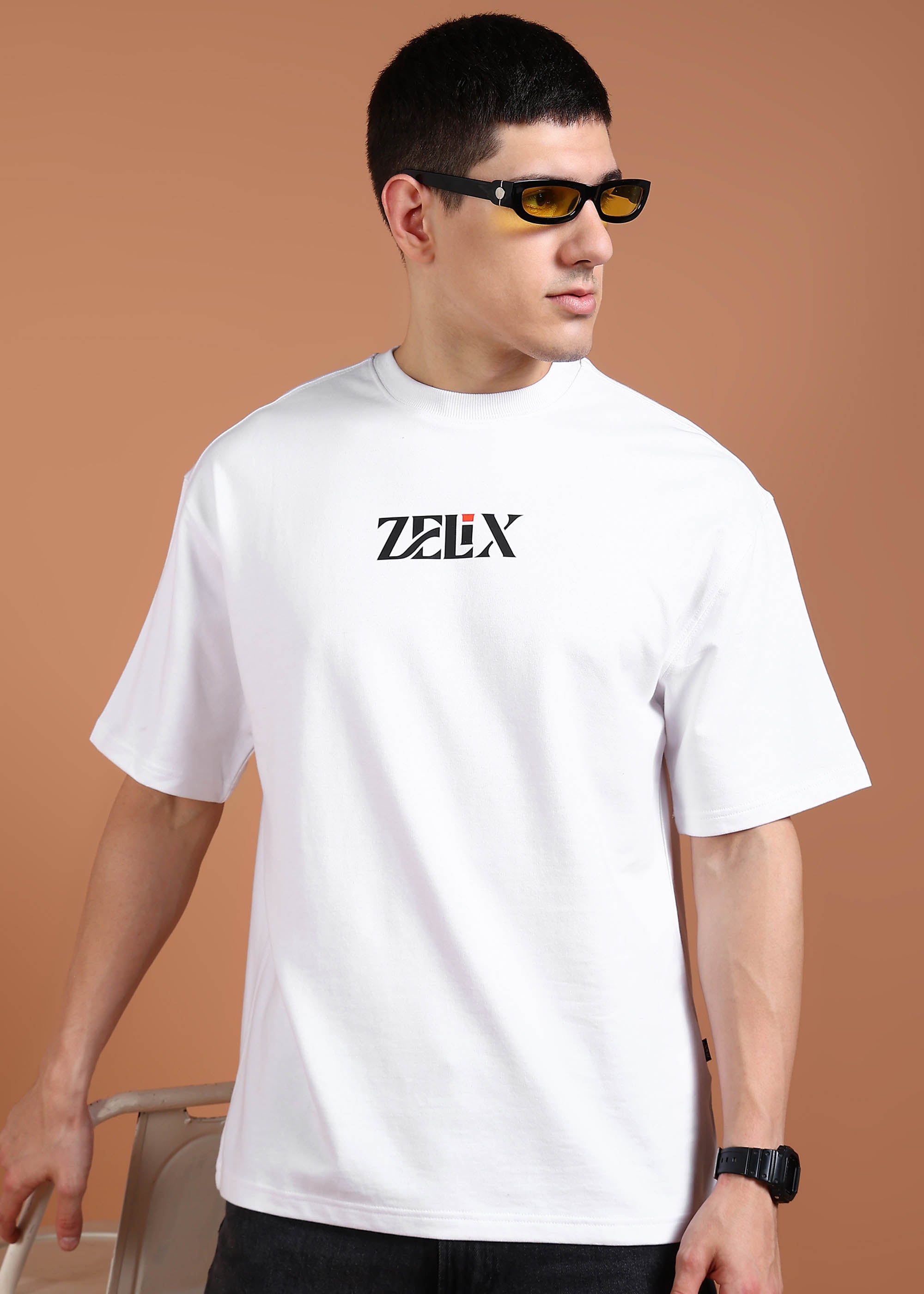 Alpha Bear drop shoulder t-shirt in white