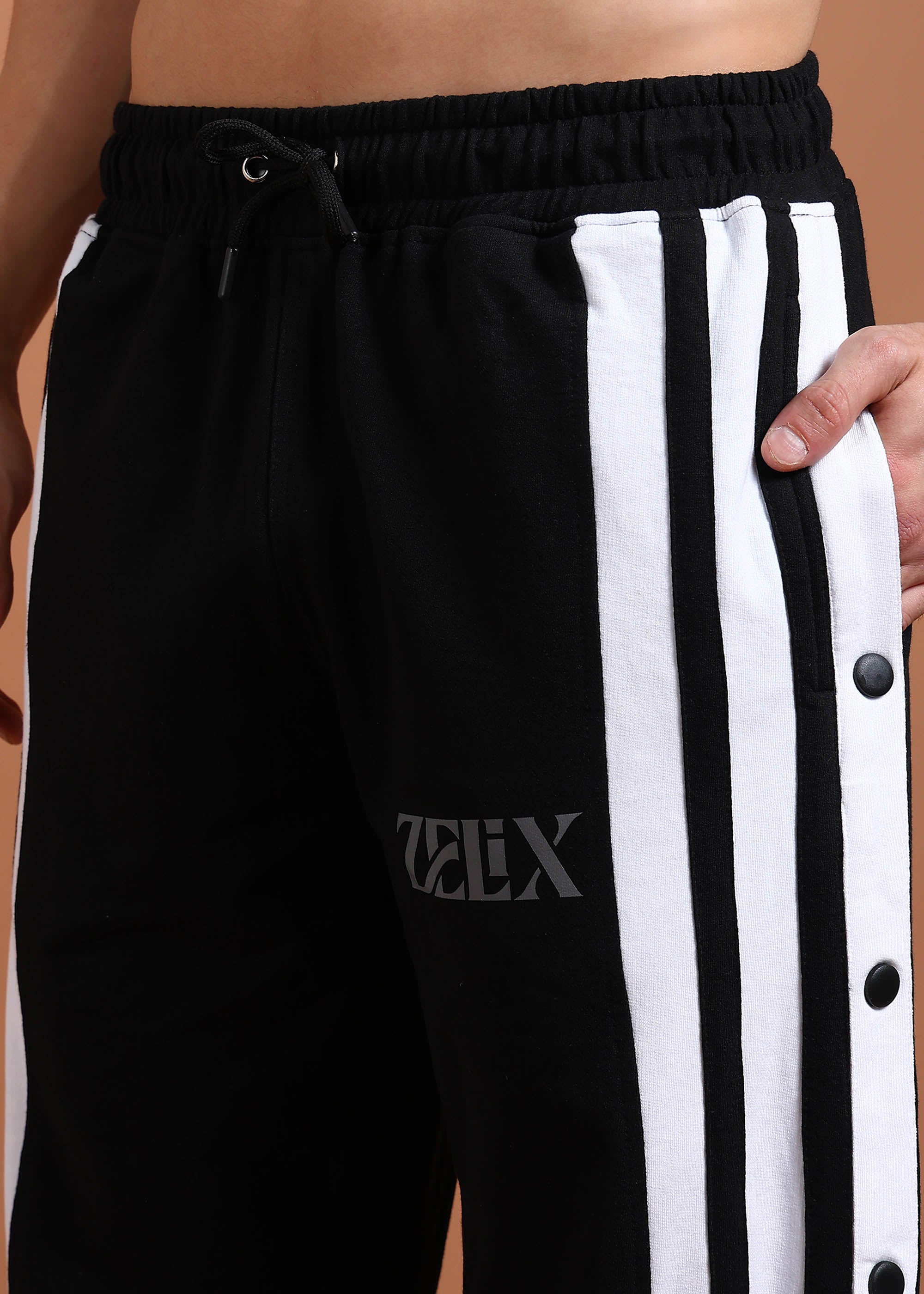 Street style black stripe jogger trousers
