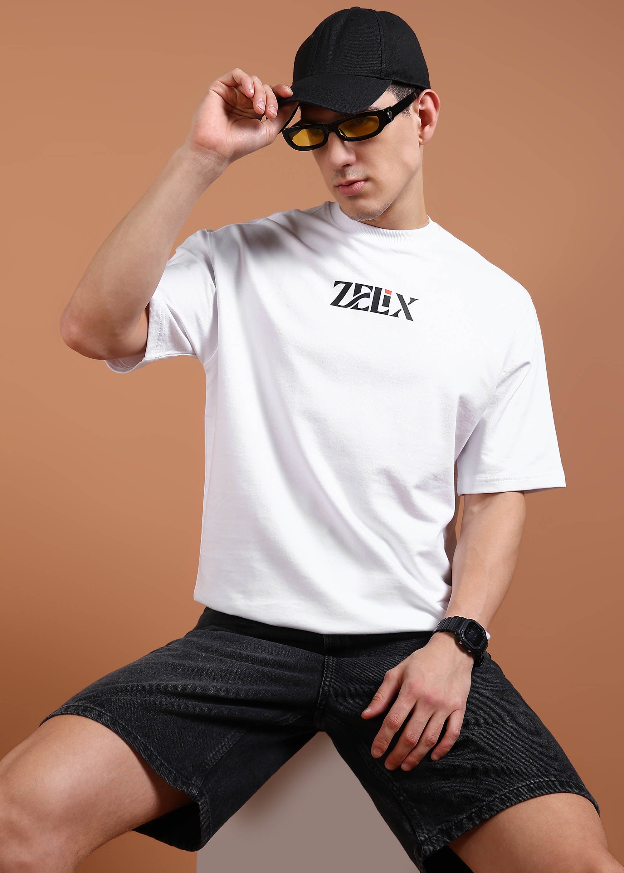 Bear Streets Vibe white drop shoulder t-shirt