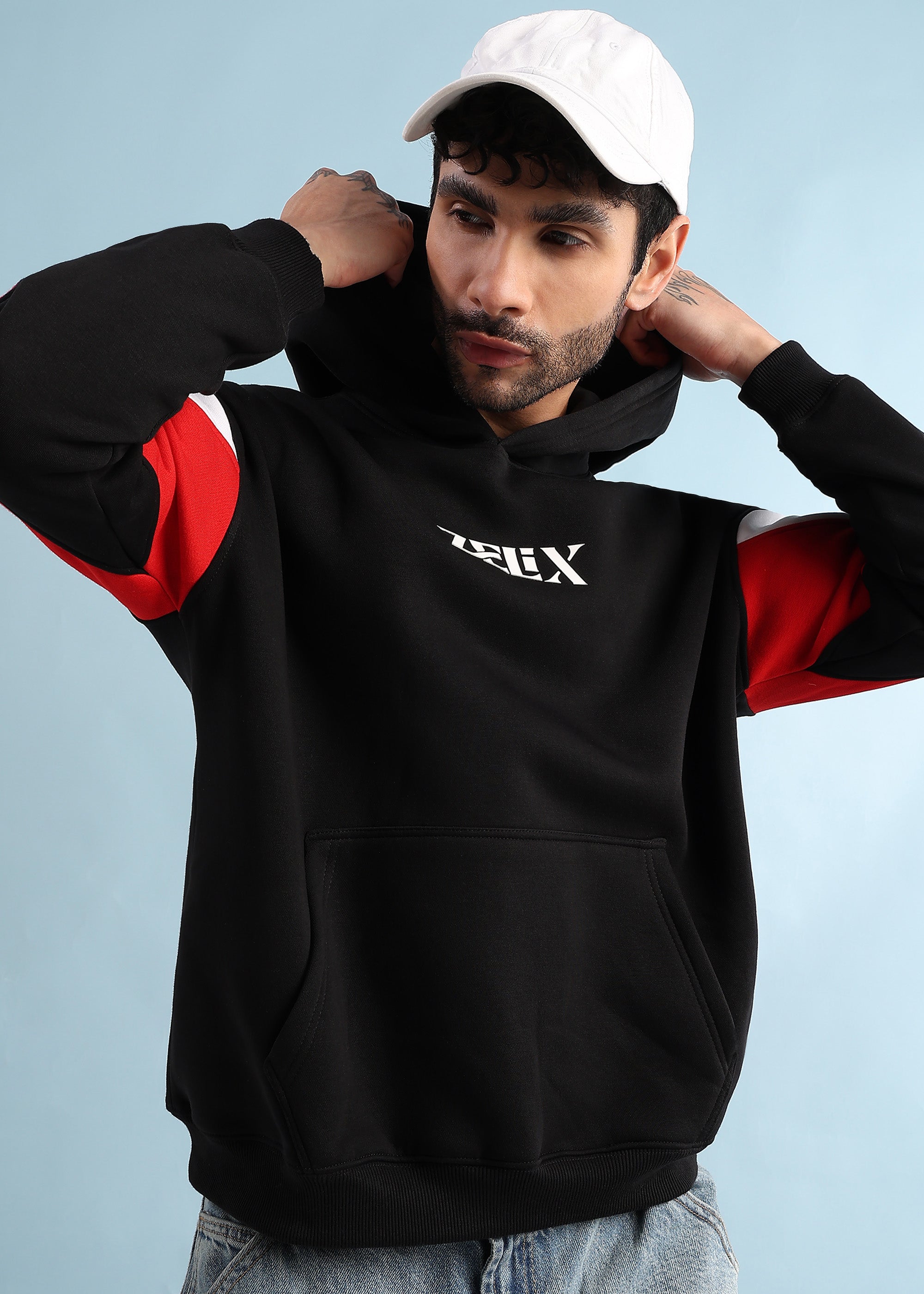 TRUE GRIT FLEECE HOODIE (BLACK RED)