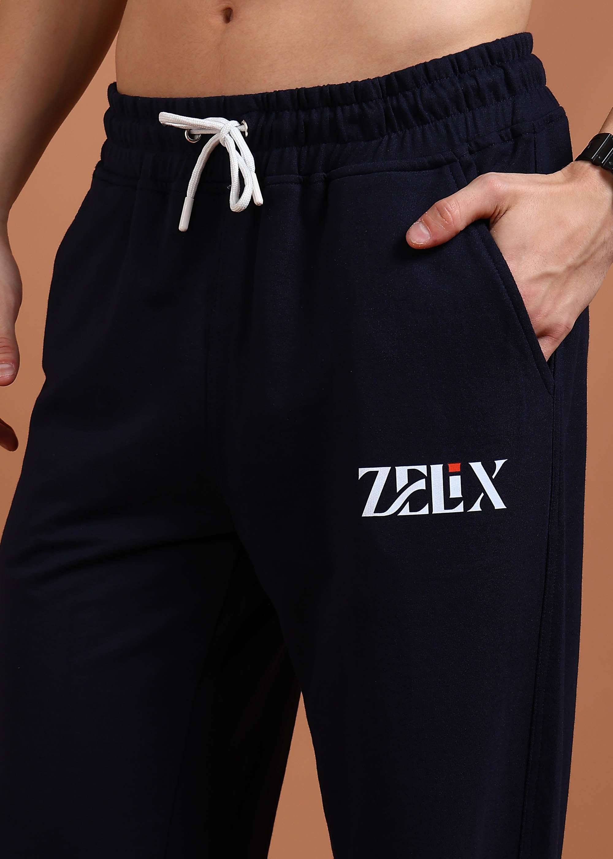 Comfortable tapered navy jogger trousers