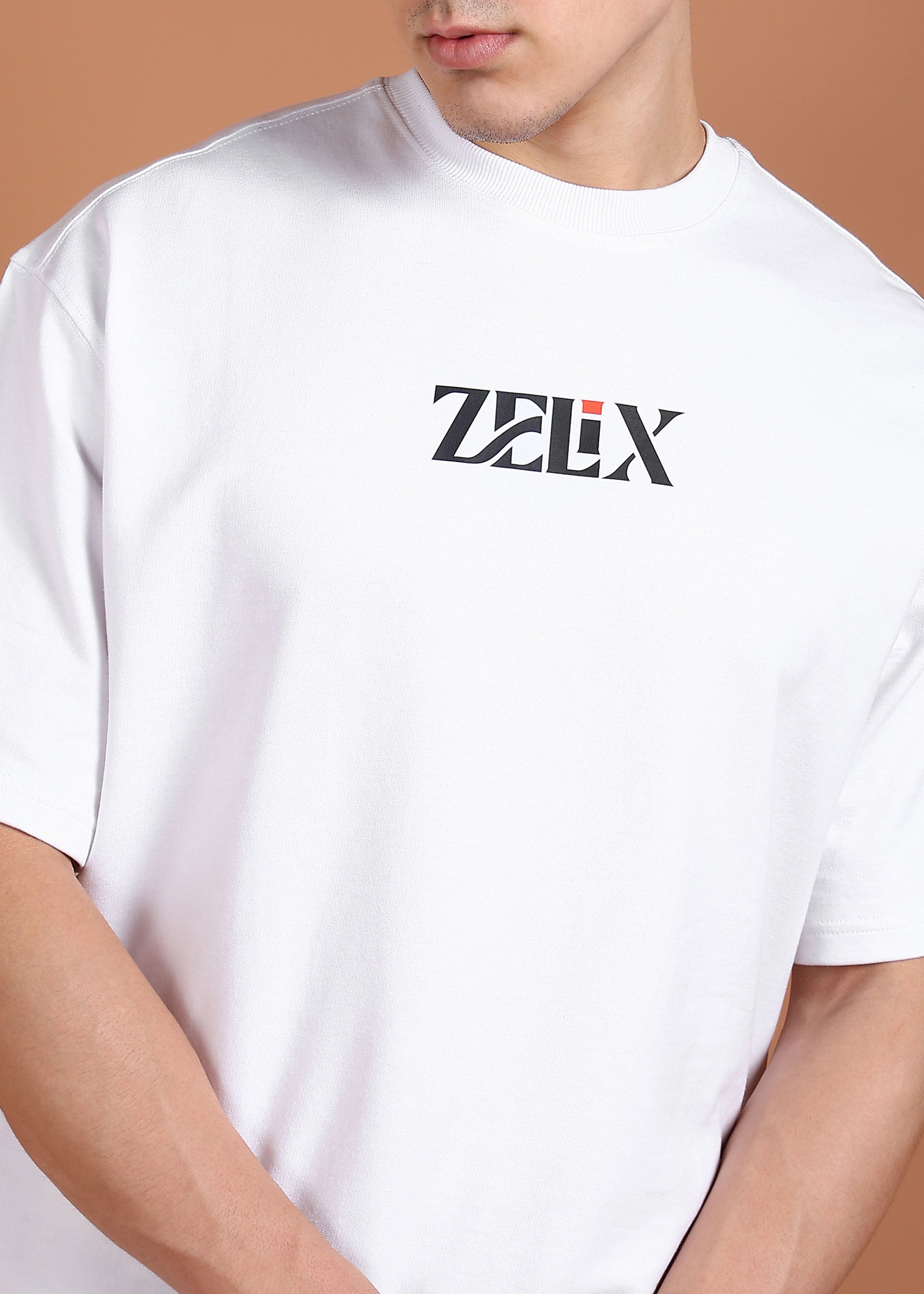 Alpha Bear casual oversized cotton tee white