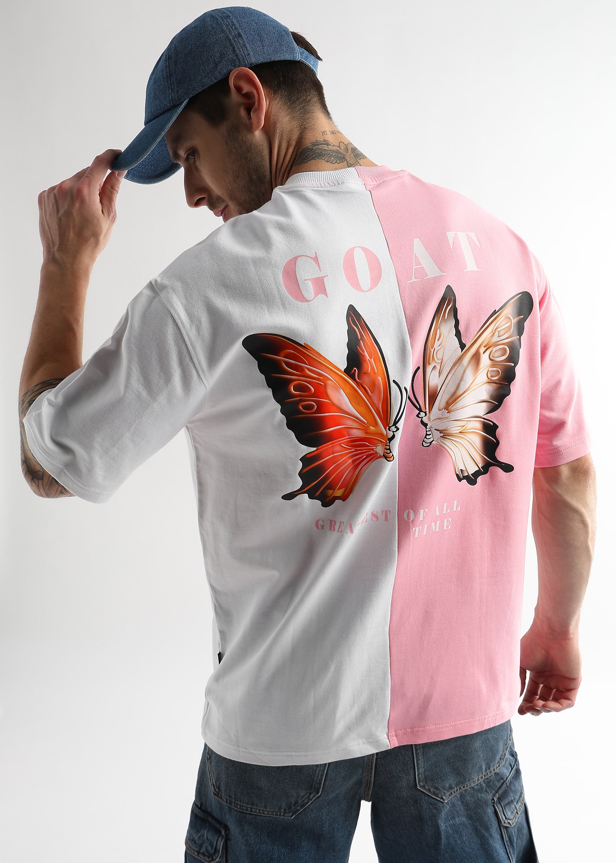 Trendy pink and white streetwear tee for men and women