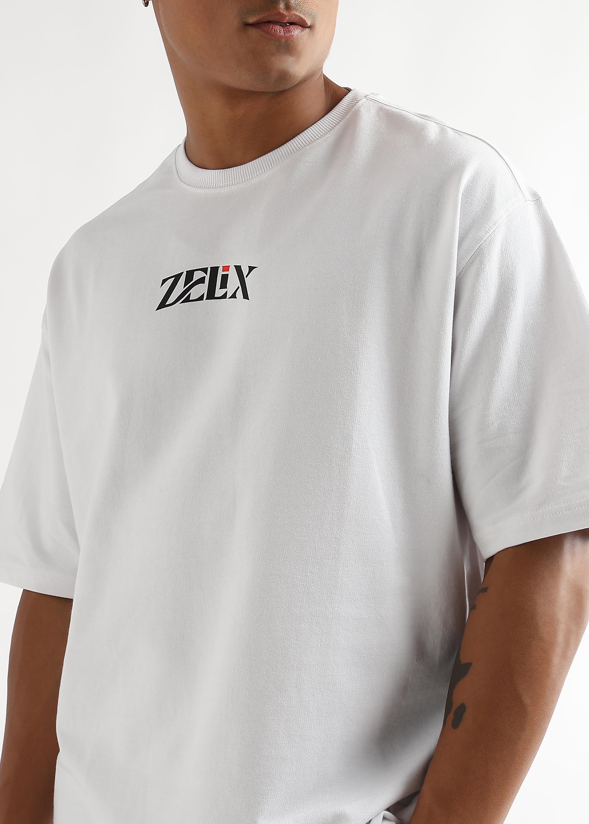 Breathable cotton oversized white slogan t-shirt