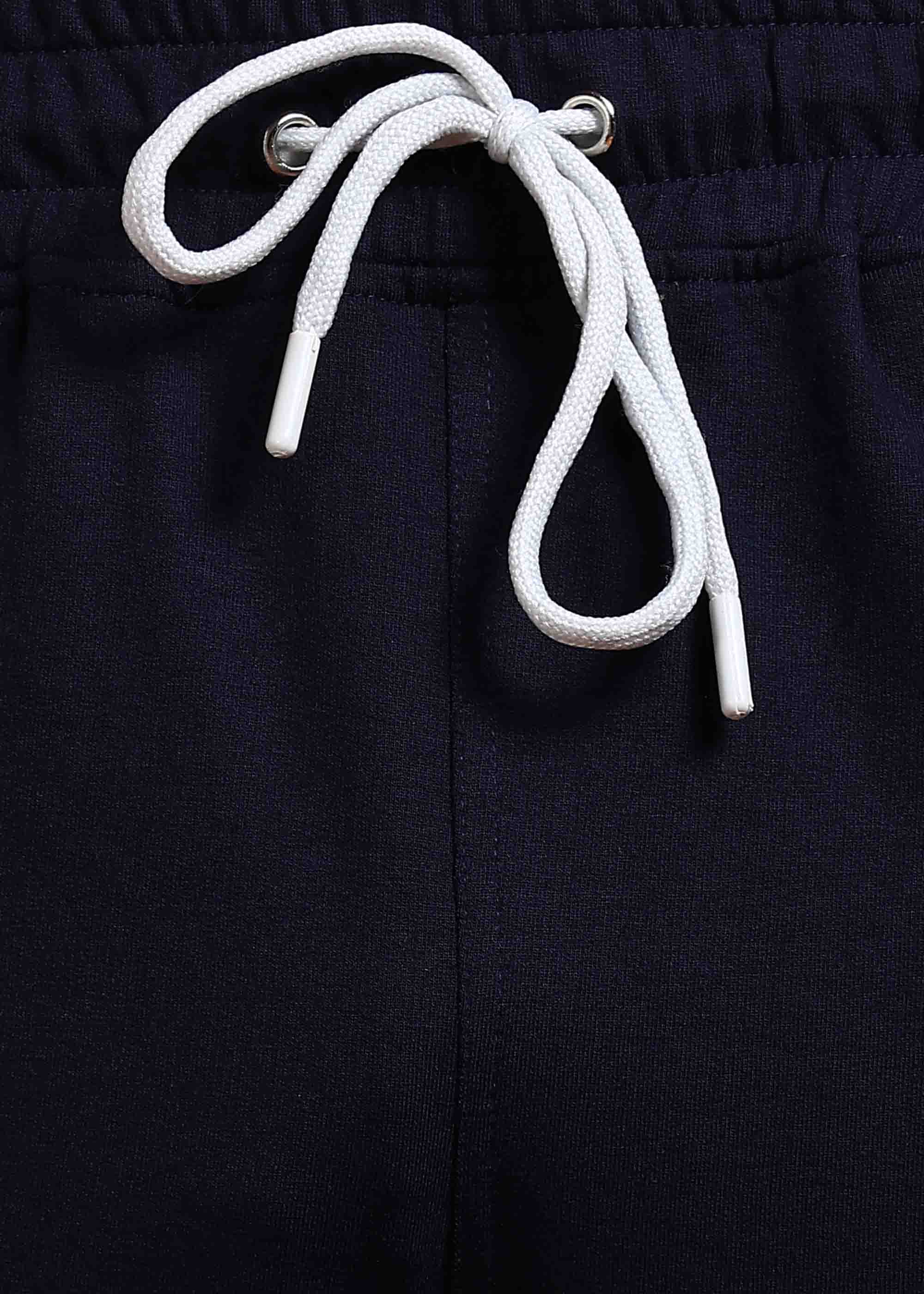 Comfortable navy blue jogger pants with green stripe