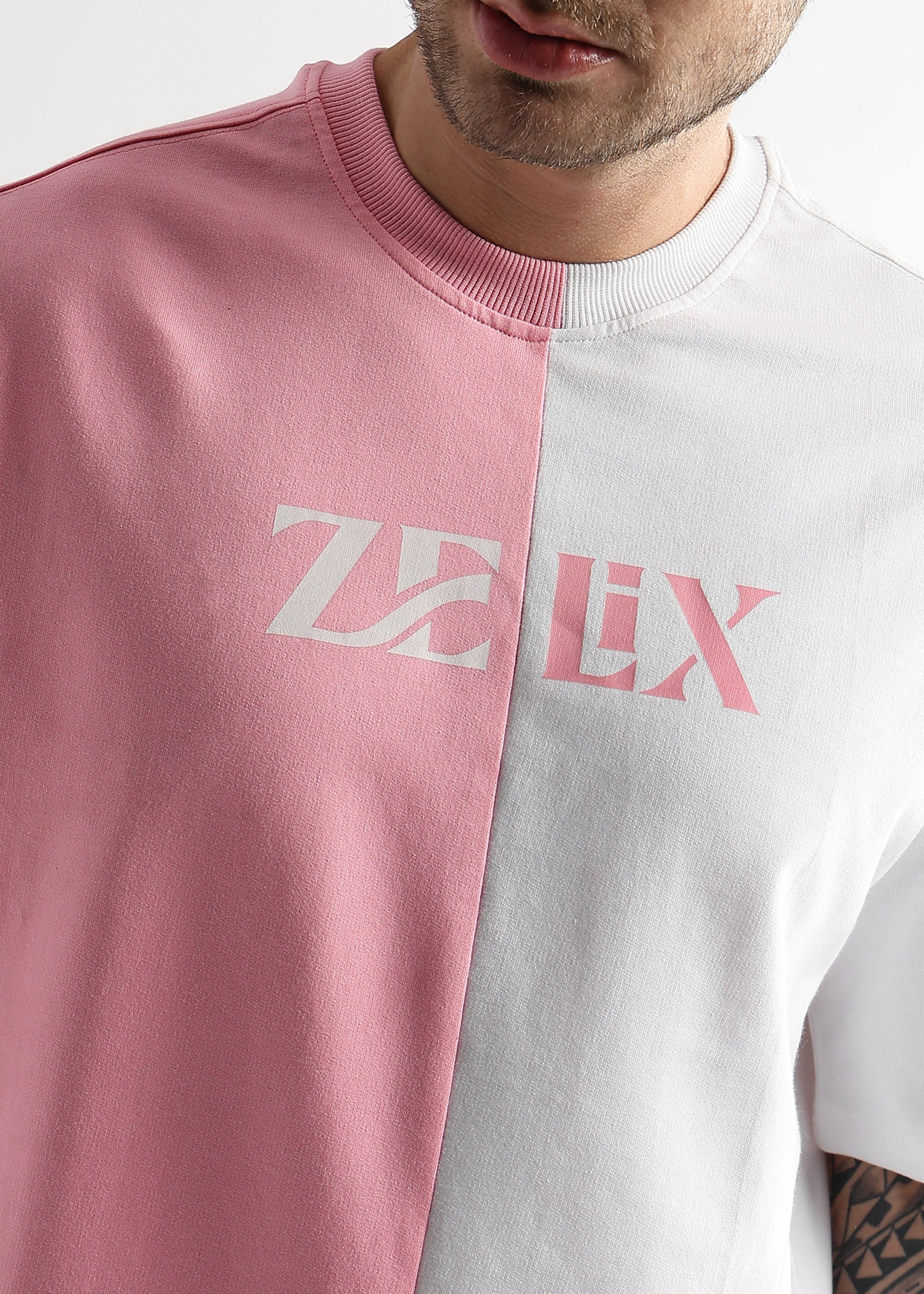 Two-tone oversized t-shirt with GOAT text print