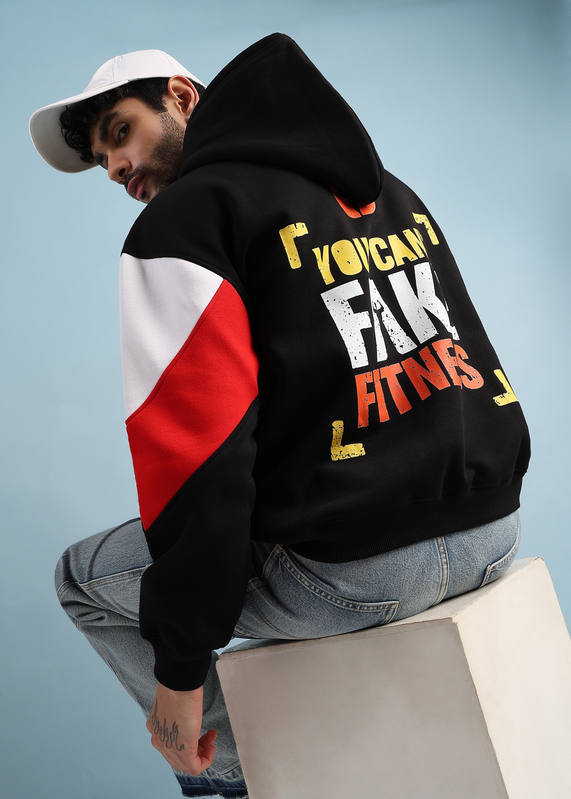 TRUE GRIT FLEECE HOODIE (BLACK RED)