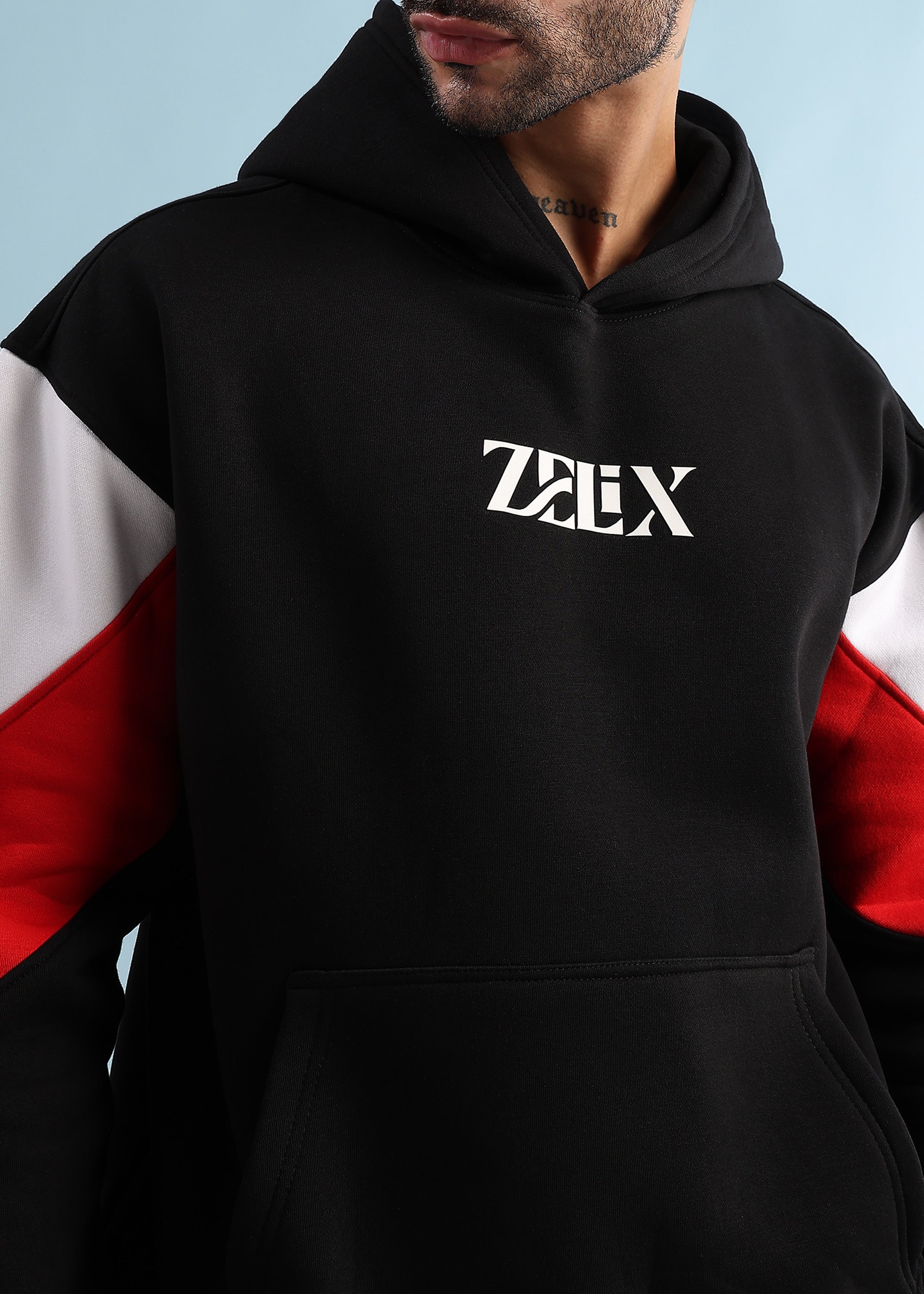 TRUE GRIT FLEECE HOODIE (BLACK RED)