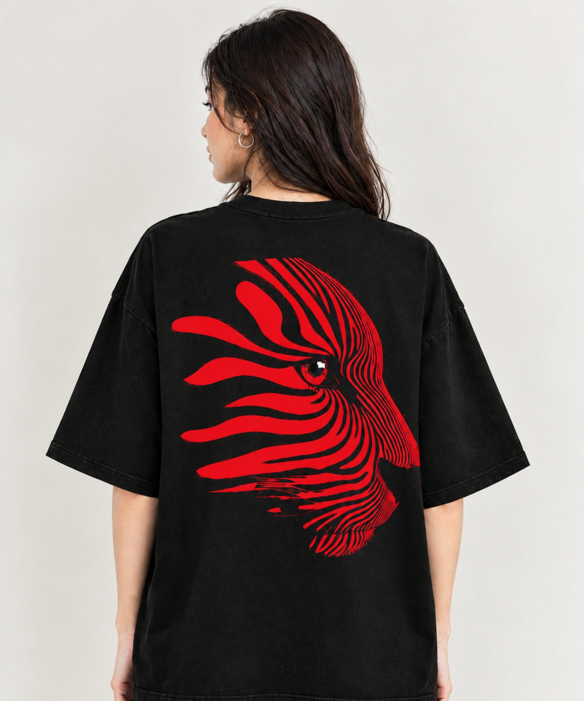 Women Tiger Rage Over-Sized T-Shirt Black