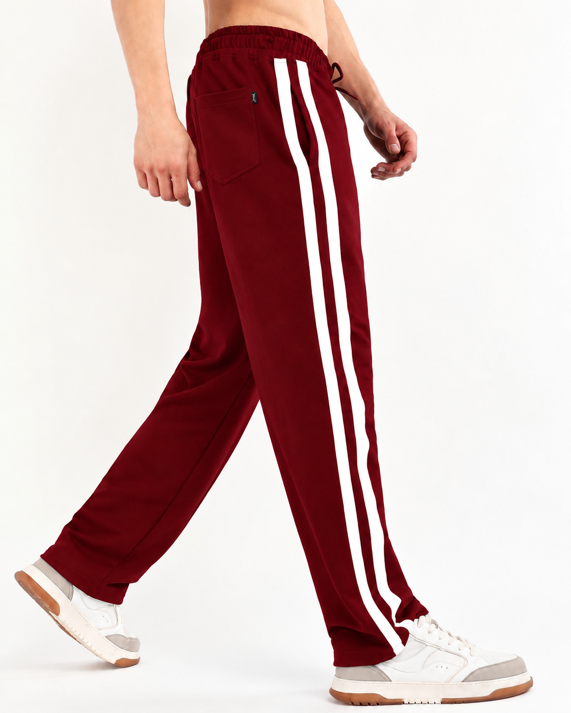 Titan Stripe Jogger Maroon White