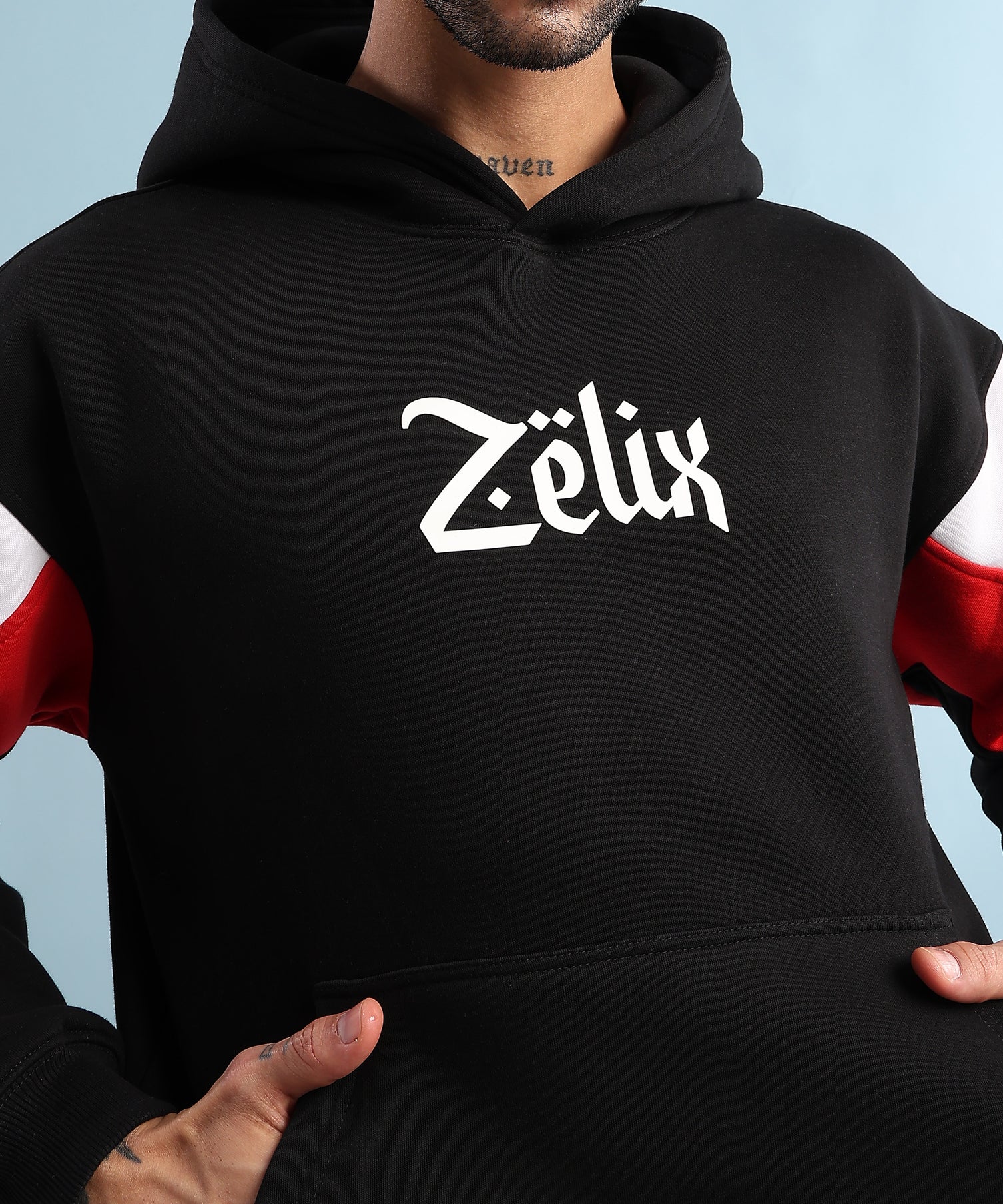 Urban Dimension Fleece Hoodie Black Red