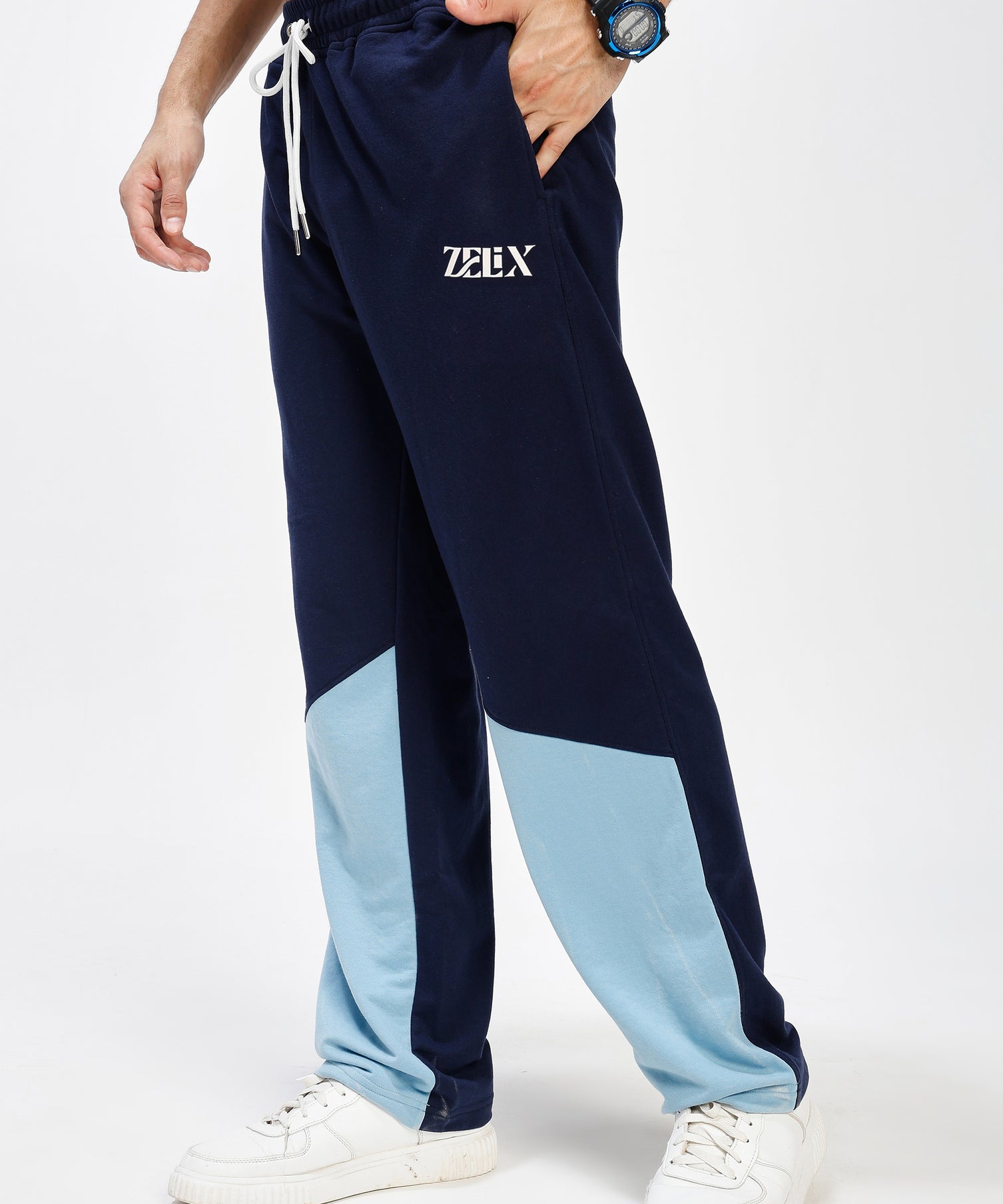 Split Wave Jogger Navy Sky Blue