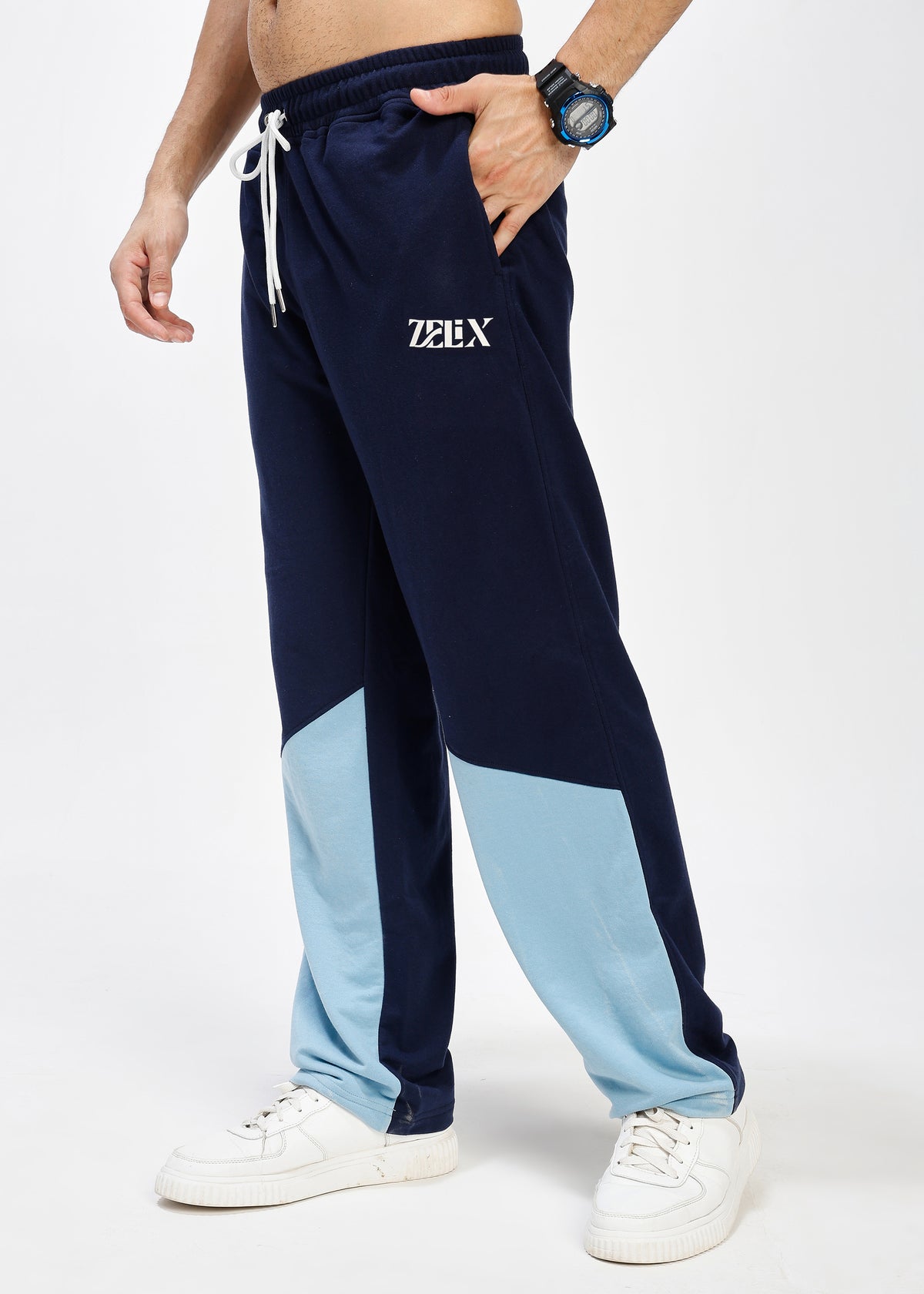 Split Wave Jogger Navy Sky Blue