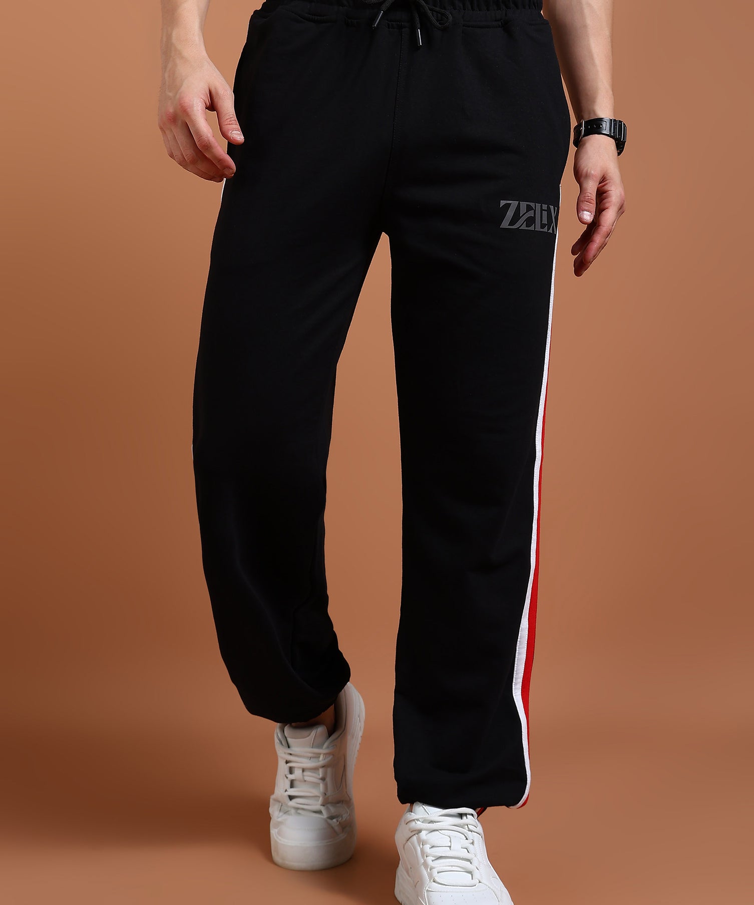 Black “Rightman” streetwear jogger pants