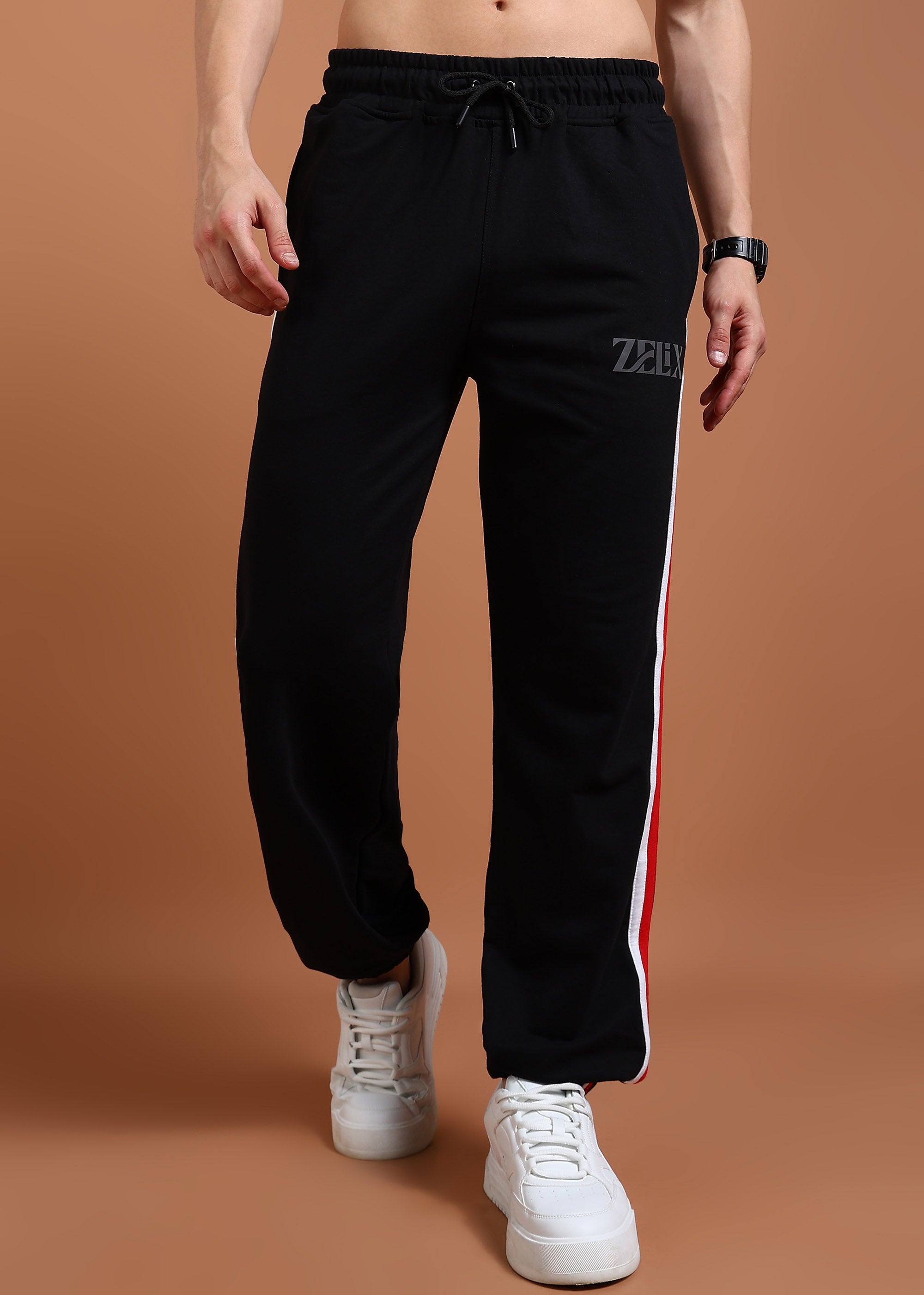 Black “Rightman” streetwear jogger pants