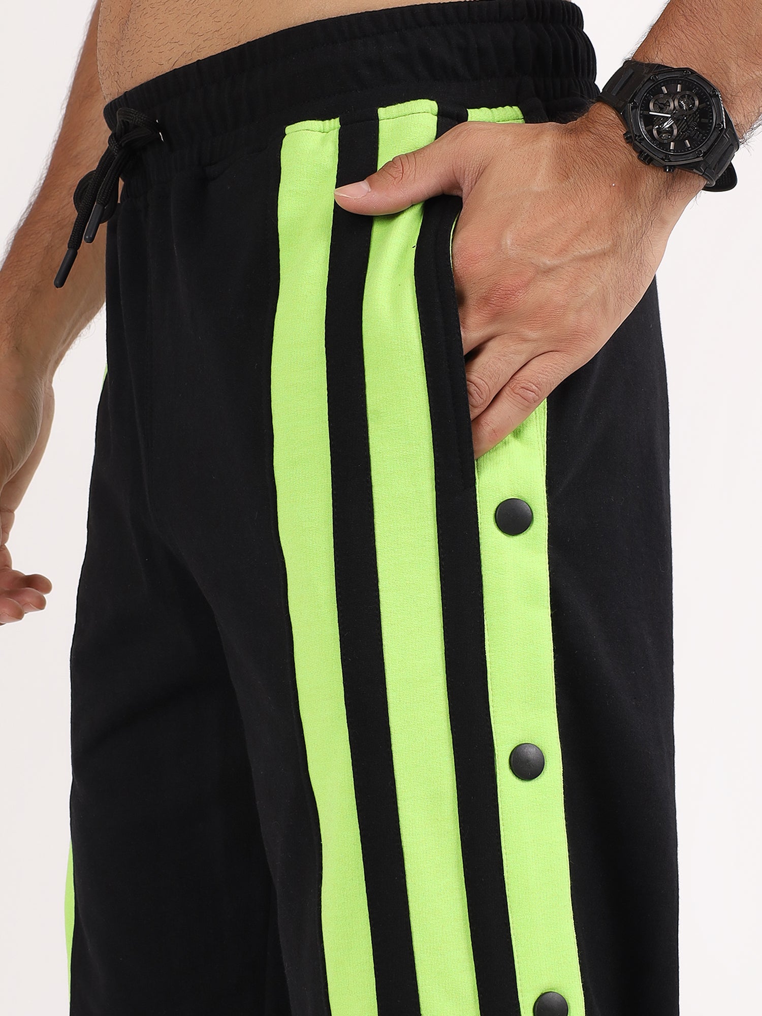 Striped Hustle Jogger Black Neon