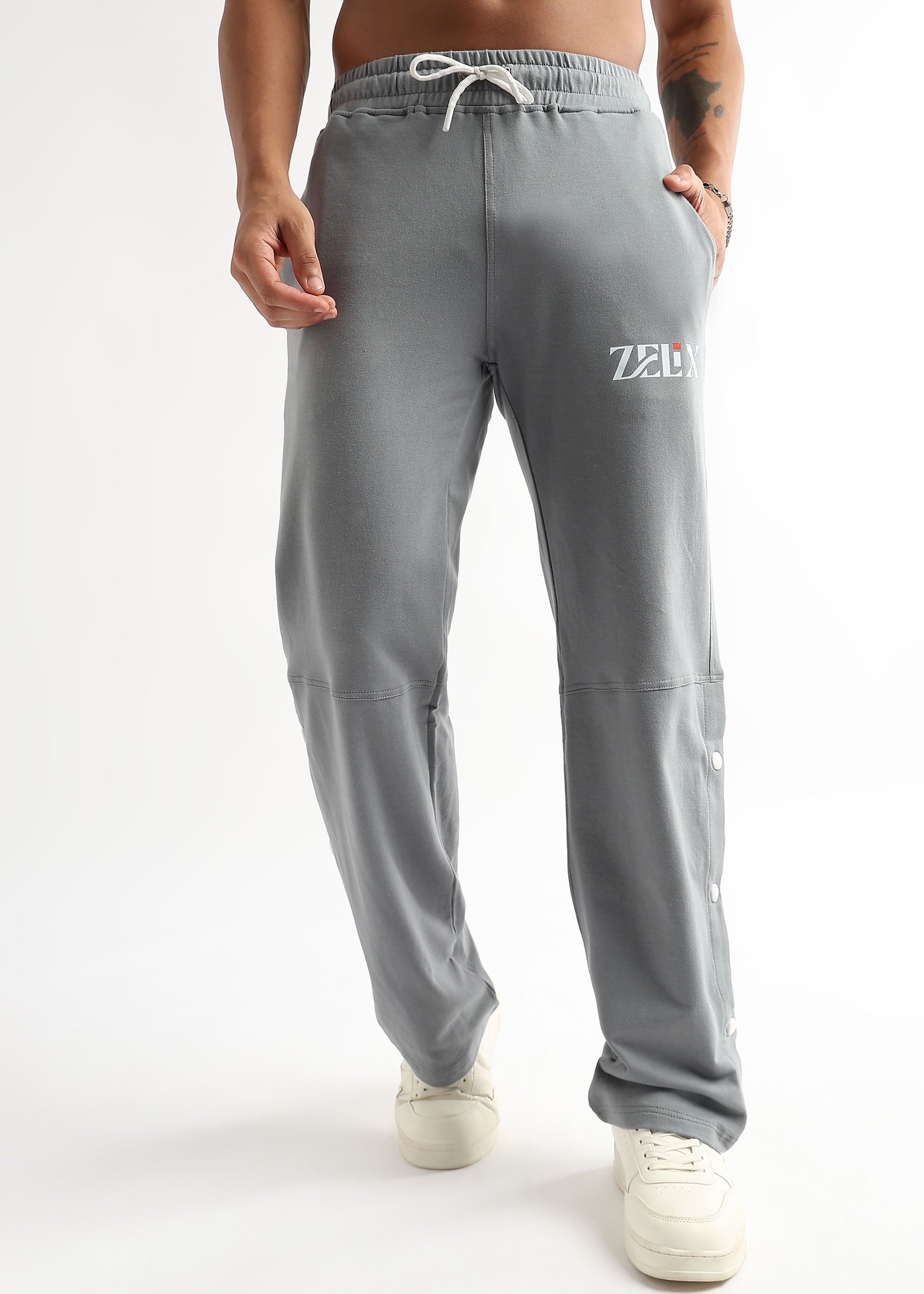 Urban graffiti print grey casual jogger pants