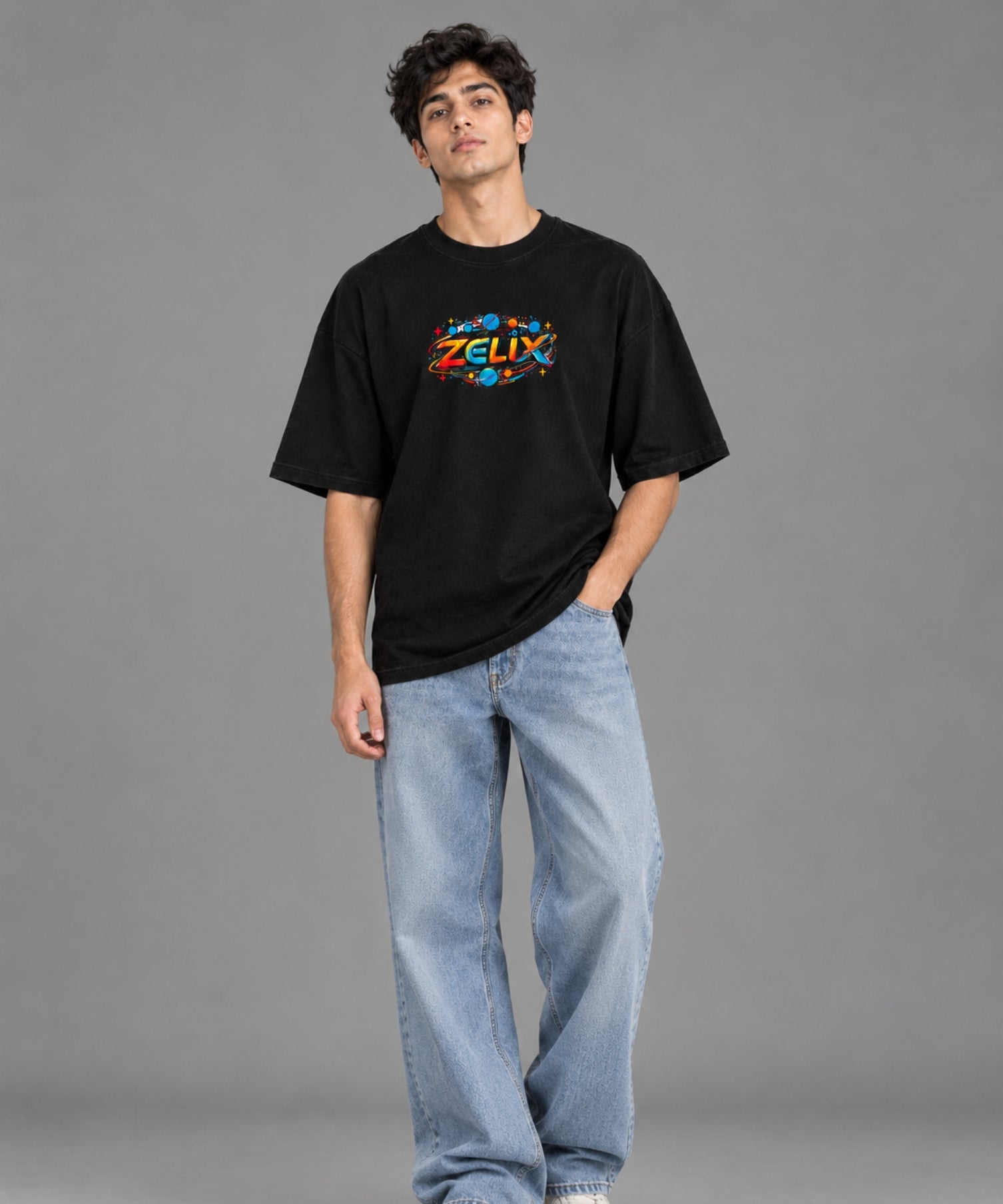 Astro Mind Over-Sized T-Shirt Black