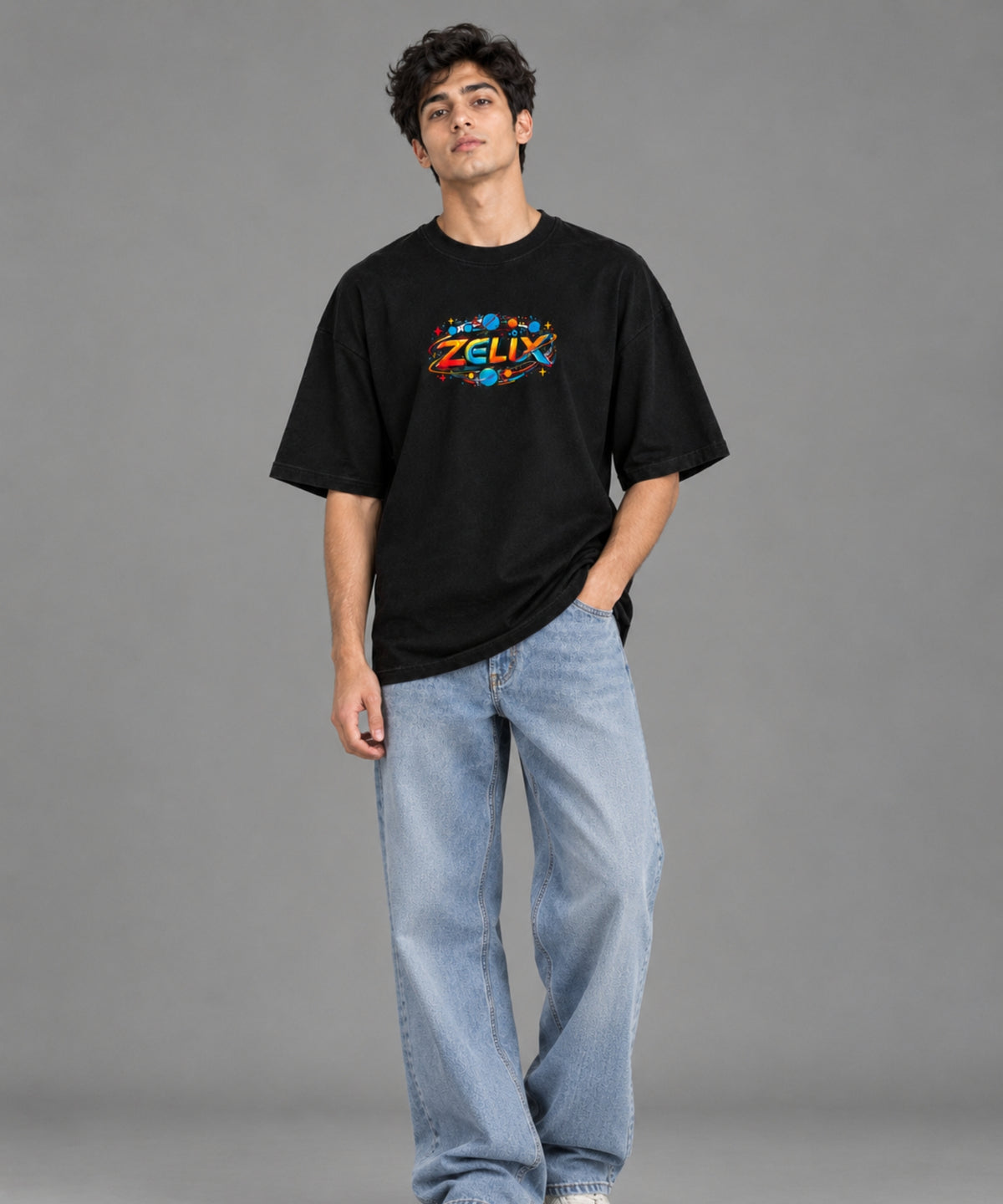 Astro Mind Over-Sized T-Shirt Black