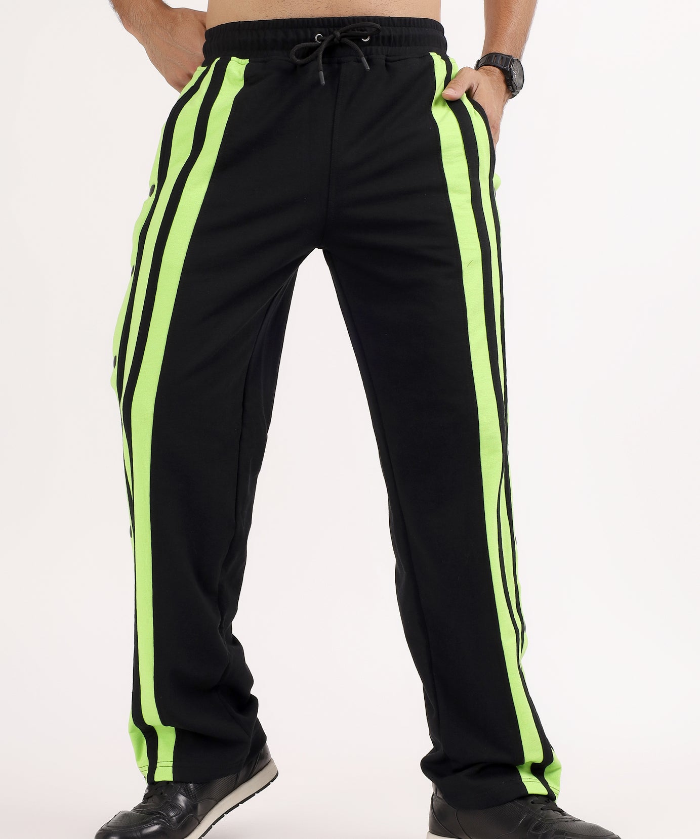 Striped Hustle Jogger Black Neon