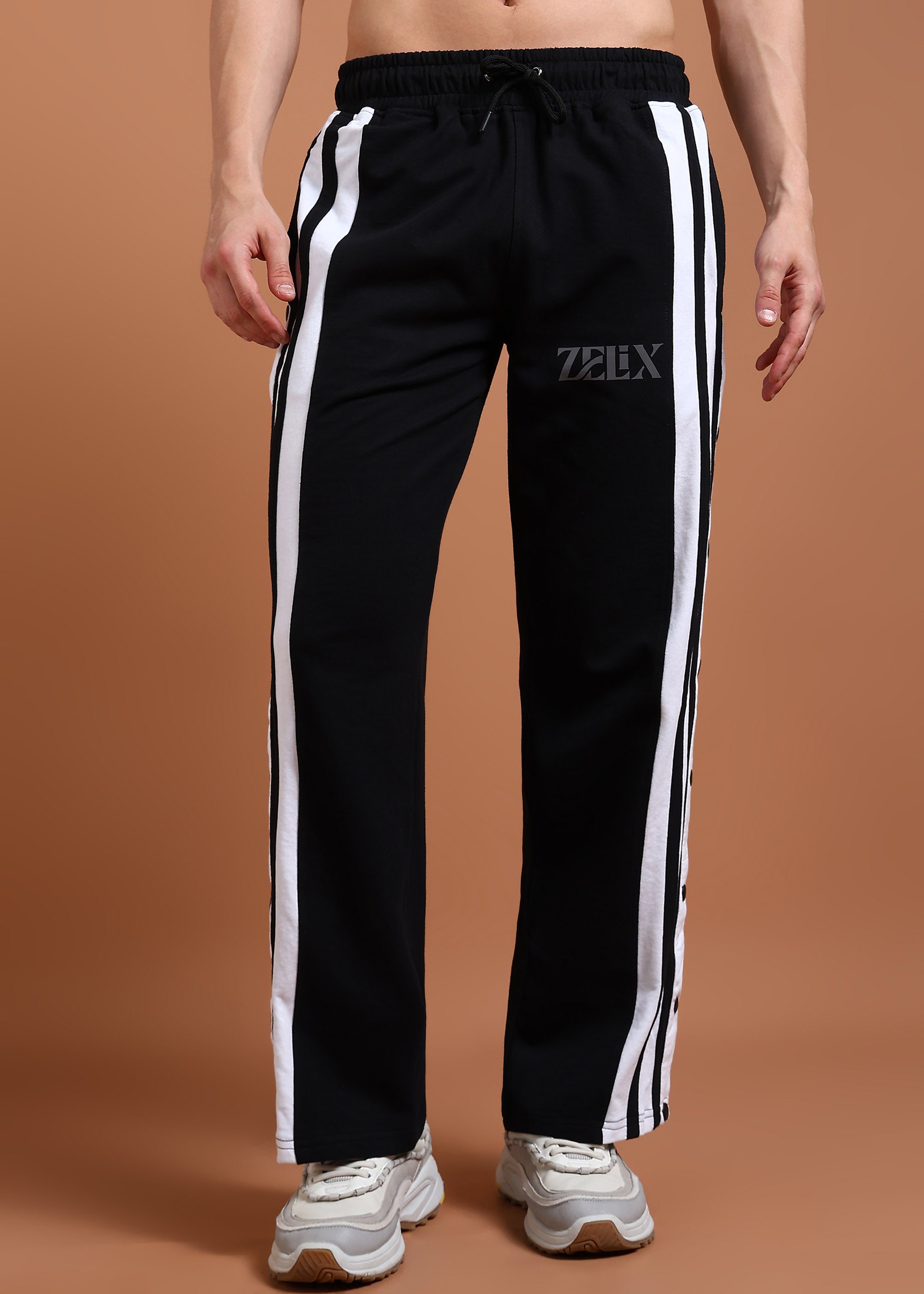 Black “Urban Stripe” streetwear joggers