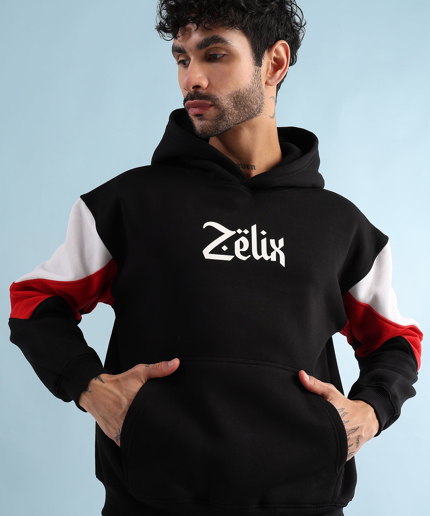 Urban Dimension Fleece Hoodie Black Red