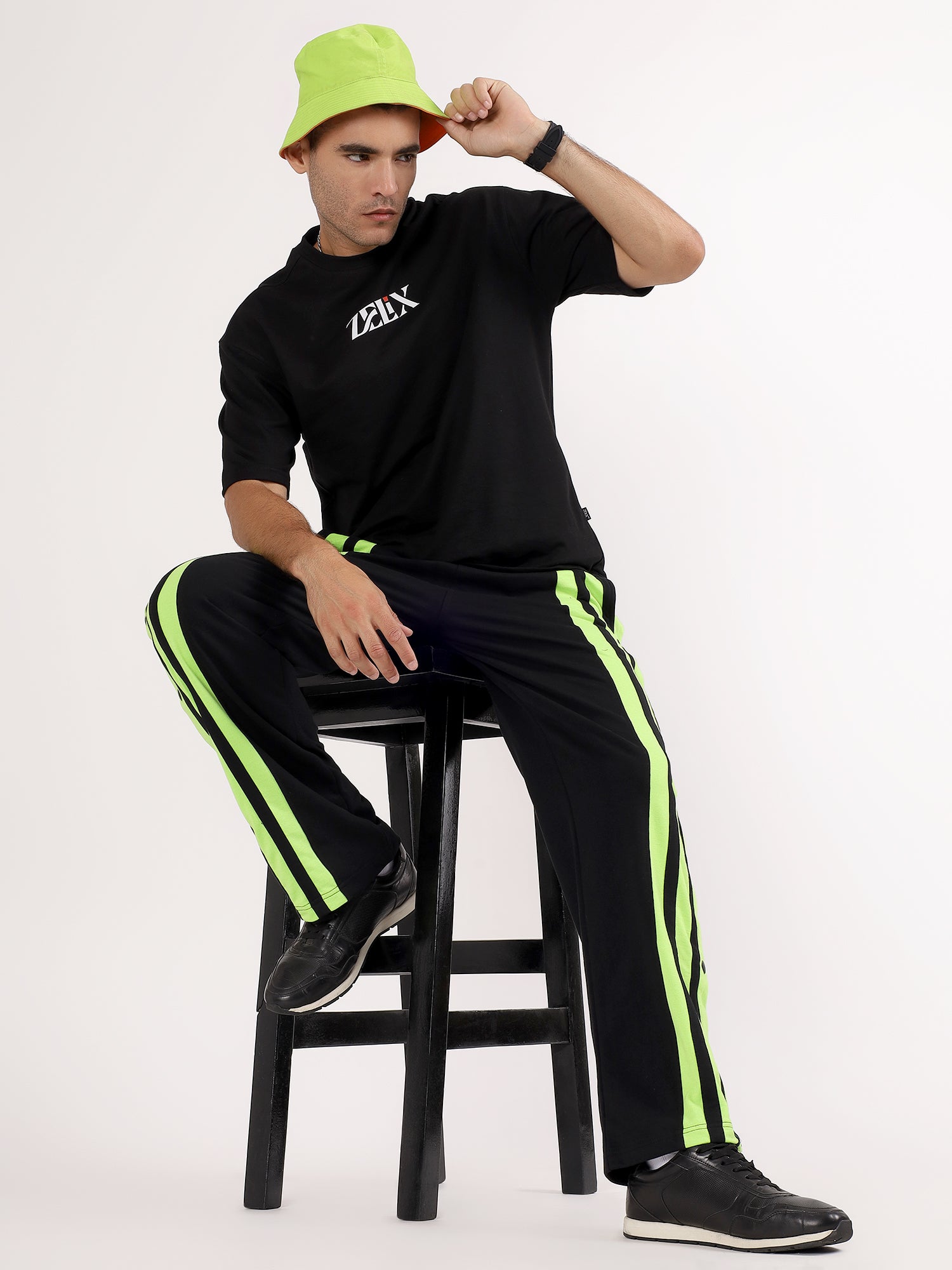 Striped Hustle Jogger Black Neon