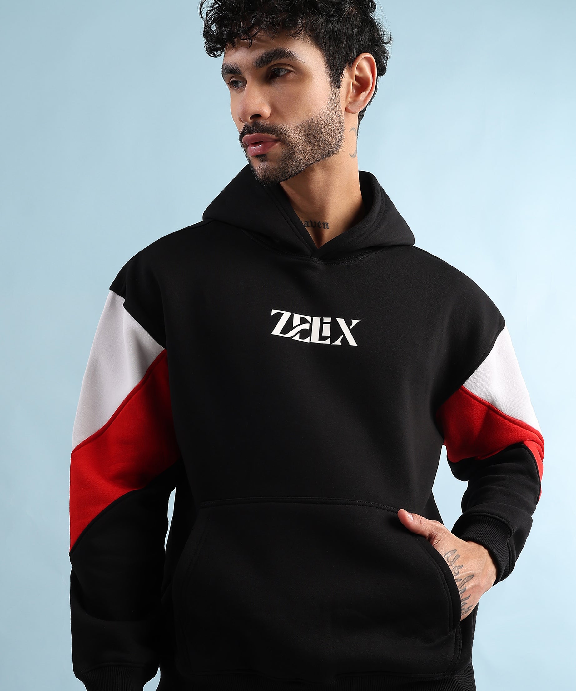 TRUE GRIT FLEECE HOODIE (BLACK RED)