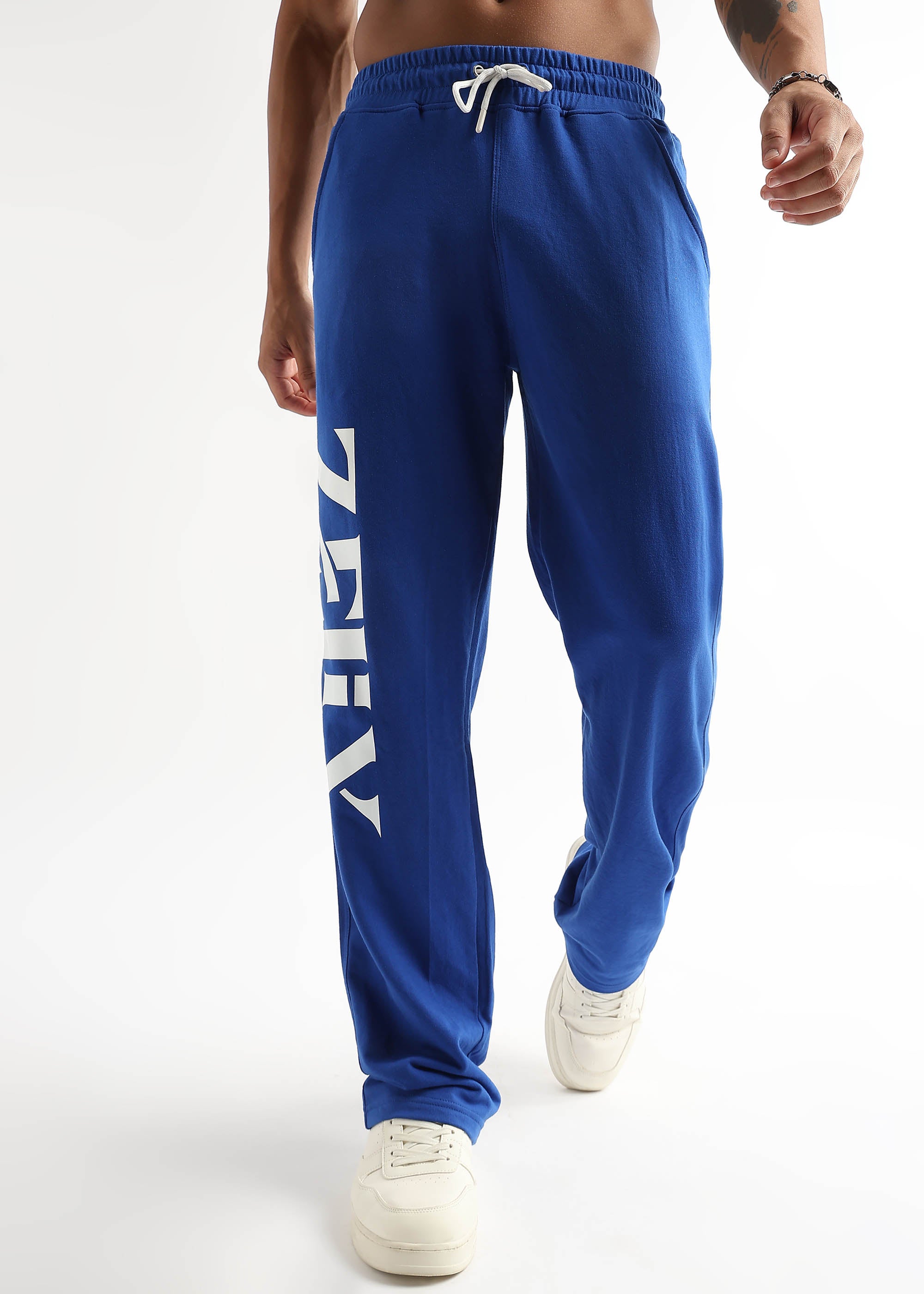 Street style jogger pants in bold royal blue