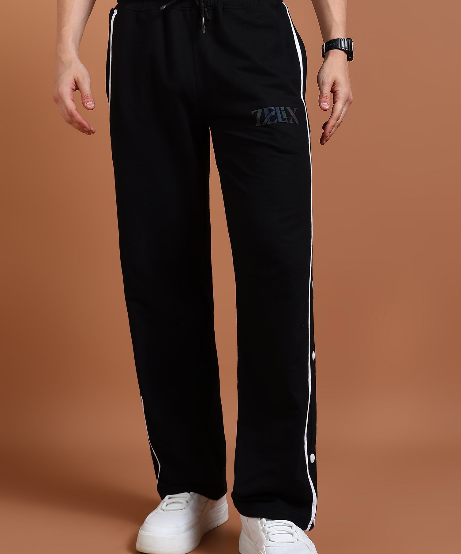 Trendy urban streetwear joggers in black