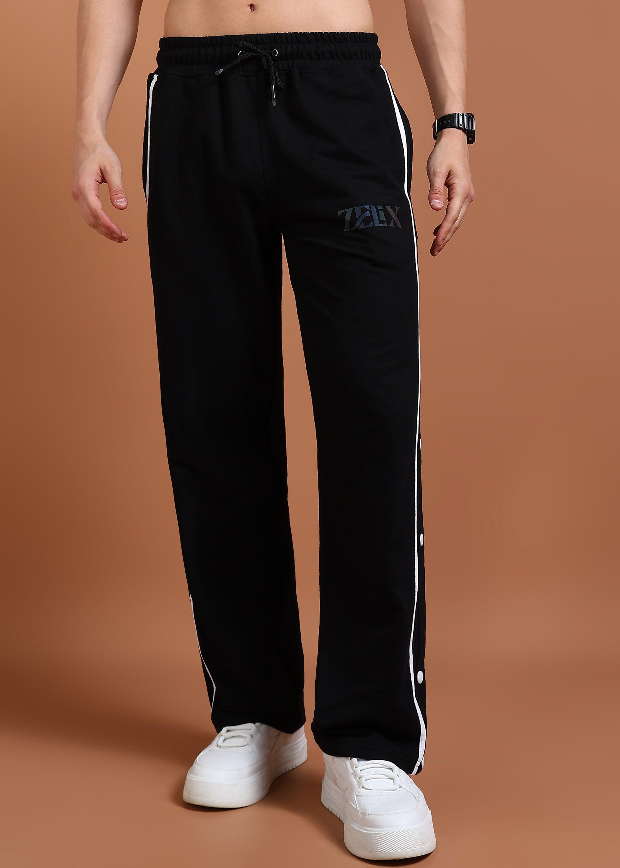 Trendy urban streetwear joggers in black