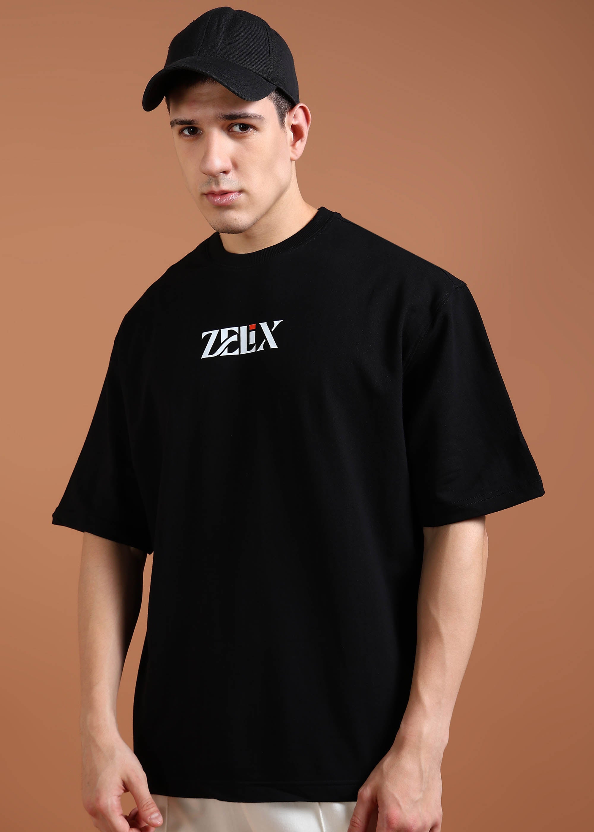 Black oversized “Try It All” slogan t-shirt