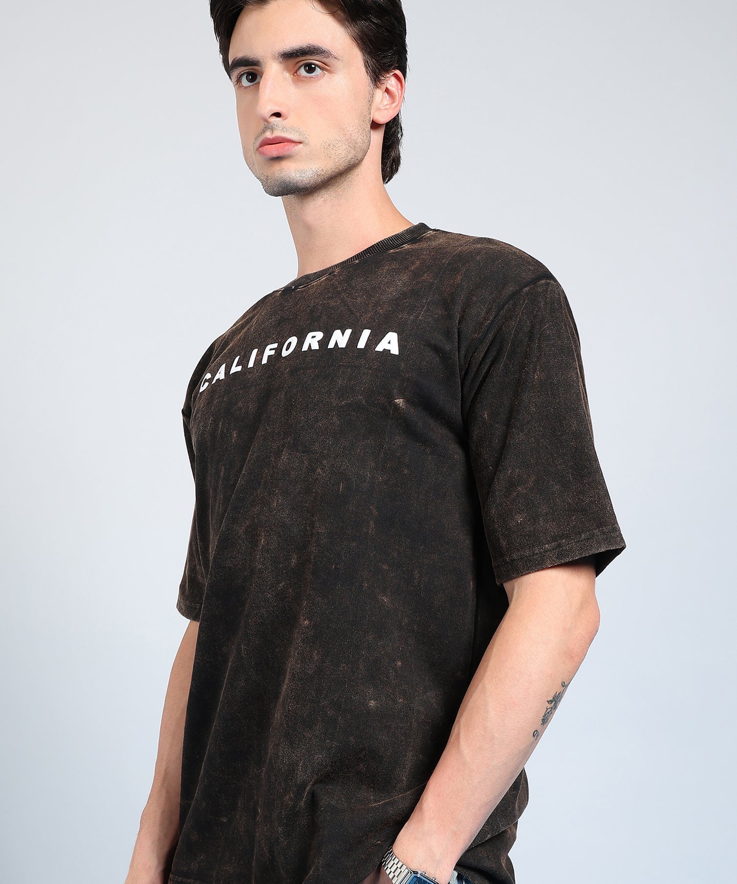 California Puff Acid Wash T-Shirt Brown
