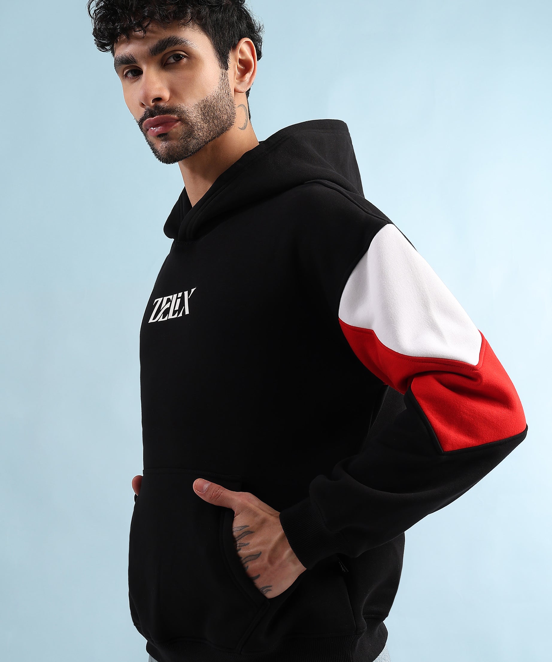 TRUE GRIT FLEECE HOODIE (BLACK RED)