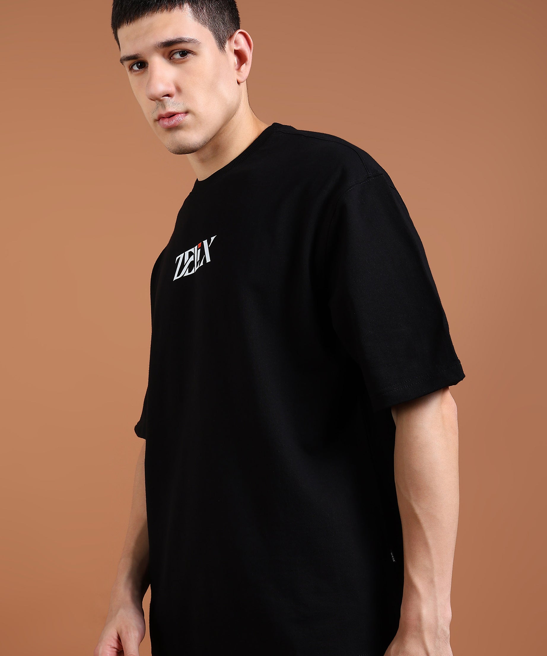 Unisex black cotton oversized streetwear tee