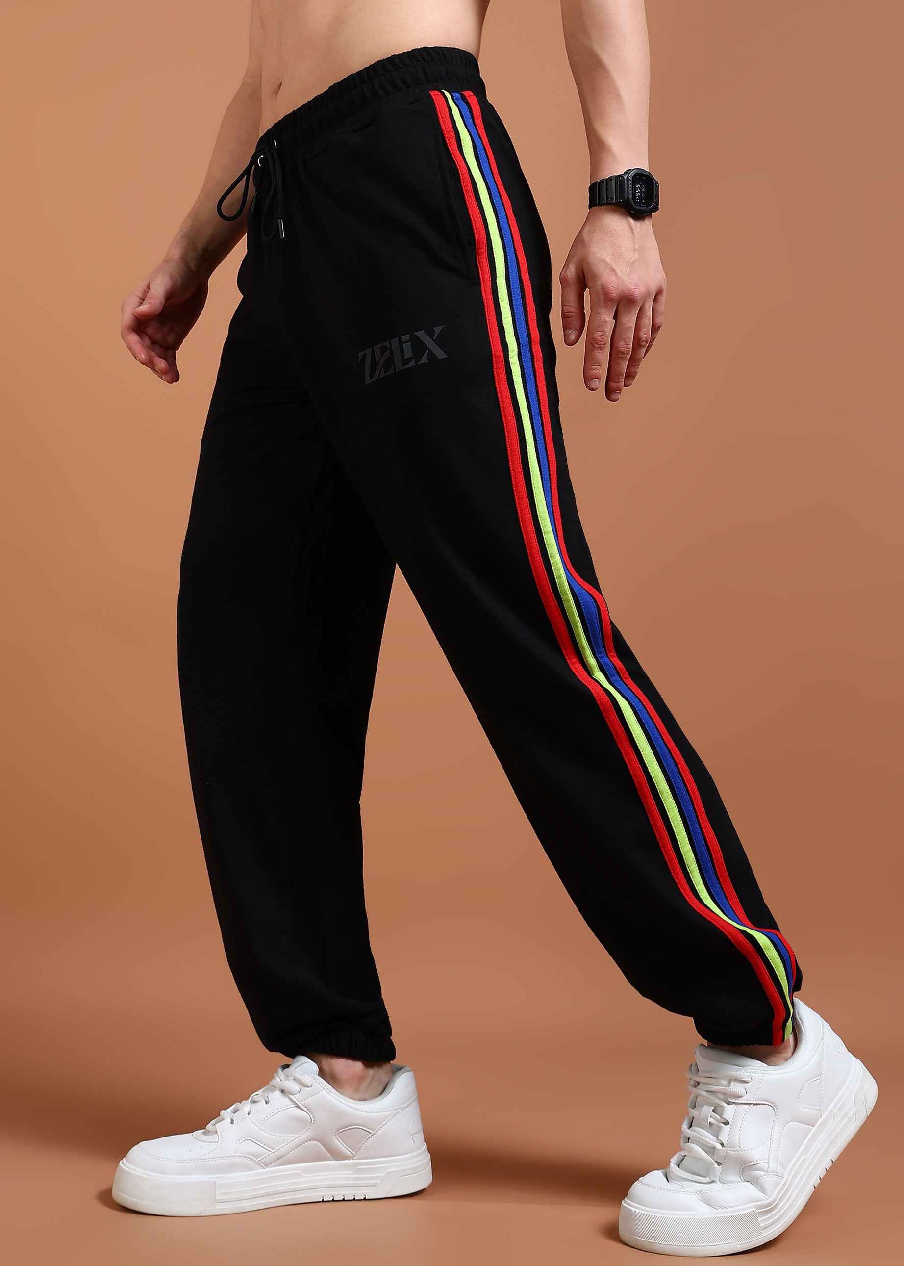 RAINBOW EDGE STRIPE JOGGER (BLACK)