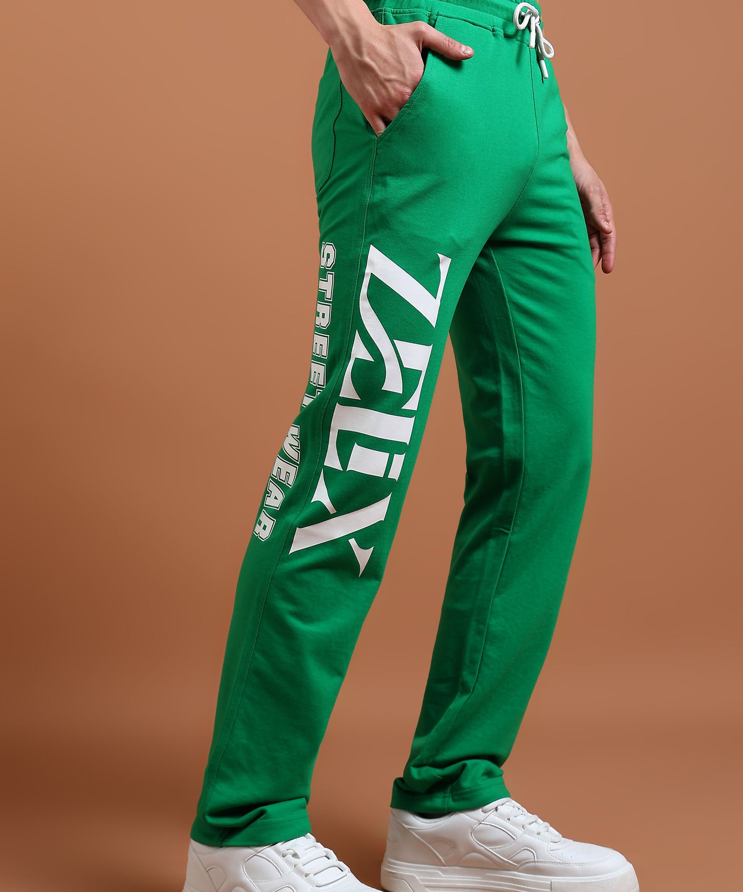Street style green casual jogger pants