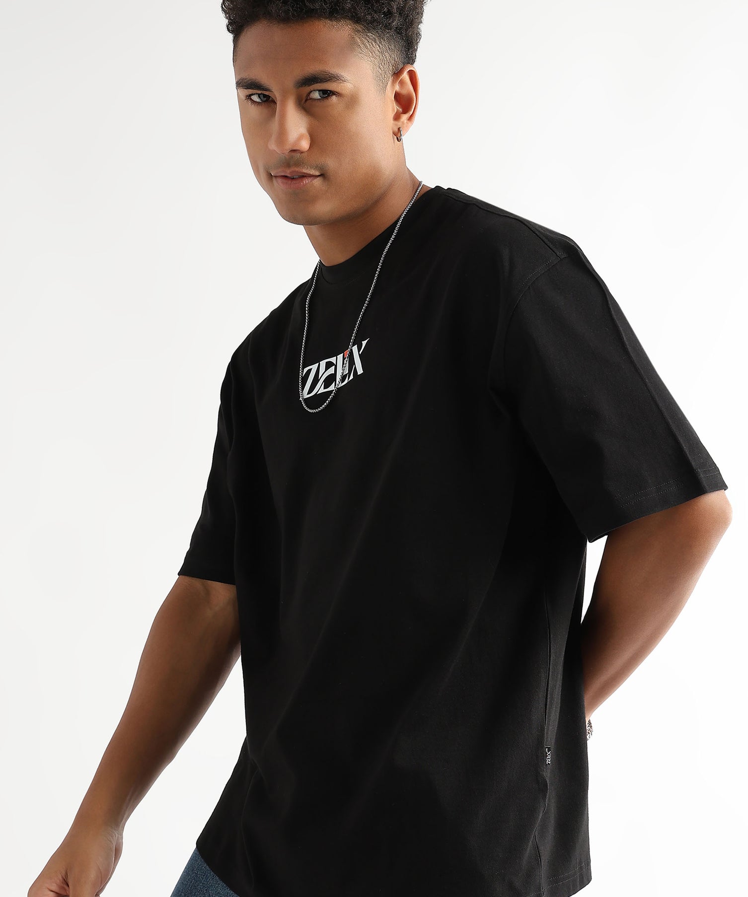 Bold destroy print oversized t-shirt in black