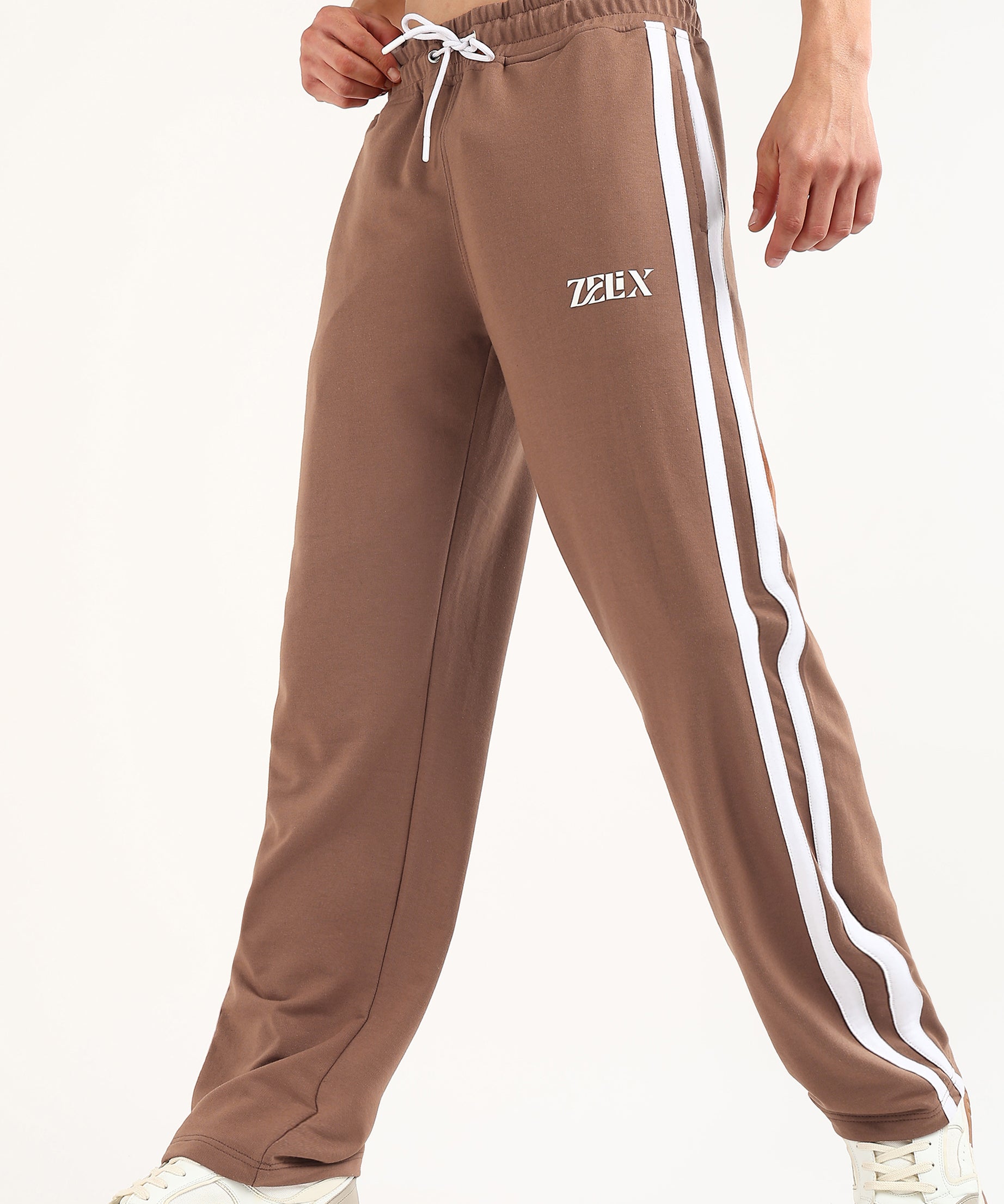 VECTOR STRIPE JOGGERS (BROWN-WHITE)